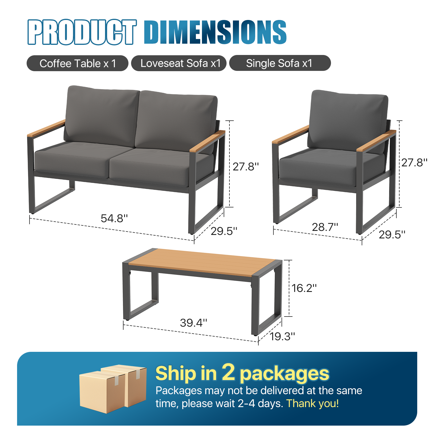4-Piece Metal Patio Set - View 5