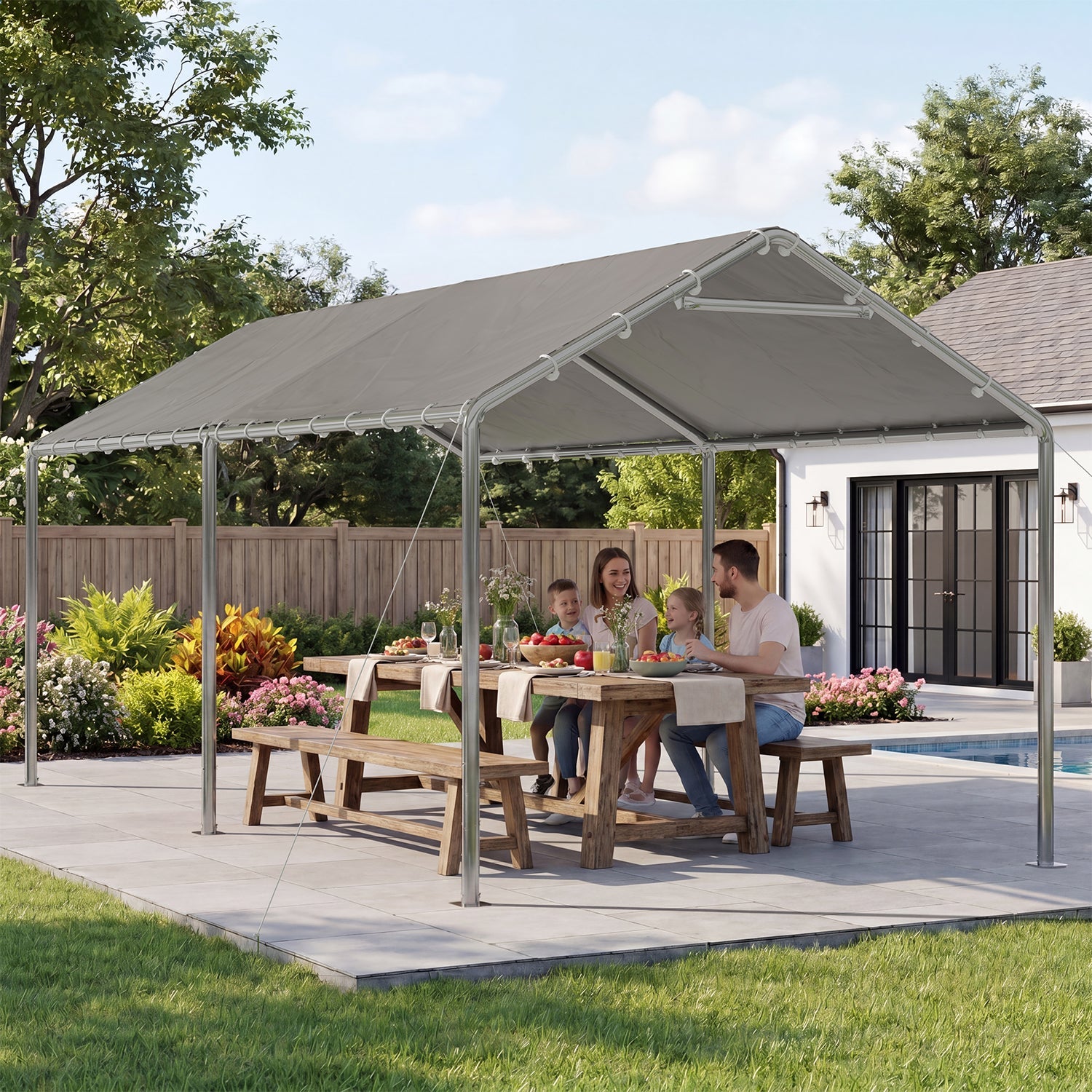10' x 20' Gray Carport