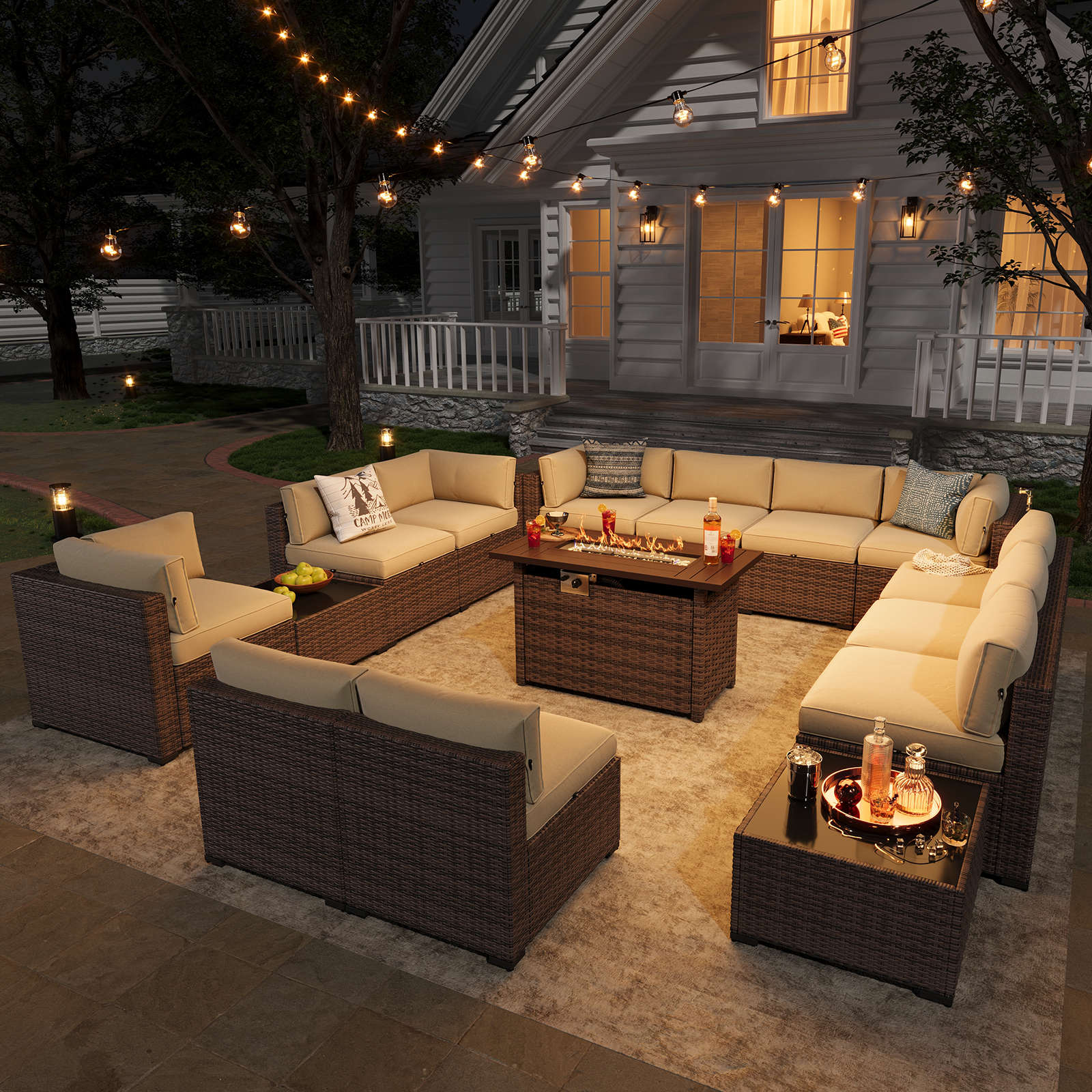 Aoxun Patio Furniture Sets Wicker Outdoor Conversation Set Sectional Sofa for Backyard, Poolside, Garden