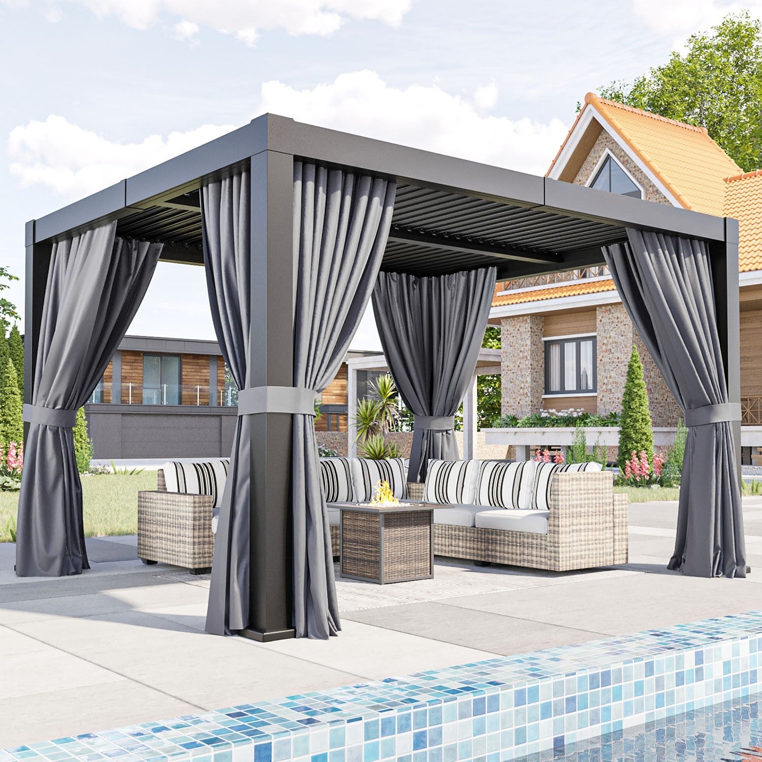 10x12 Aluminum Frame Louvered Pergola