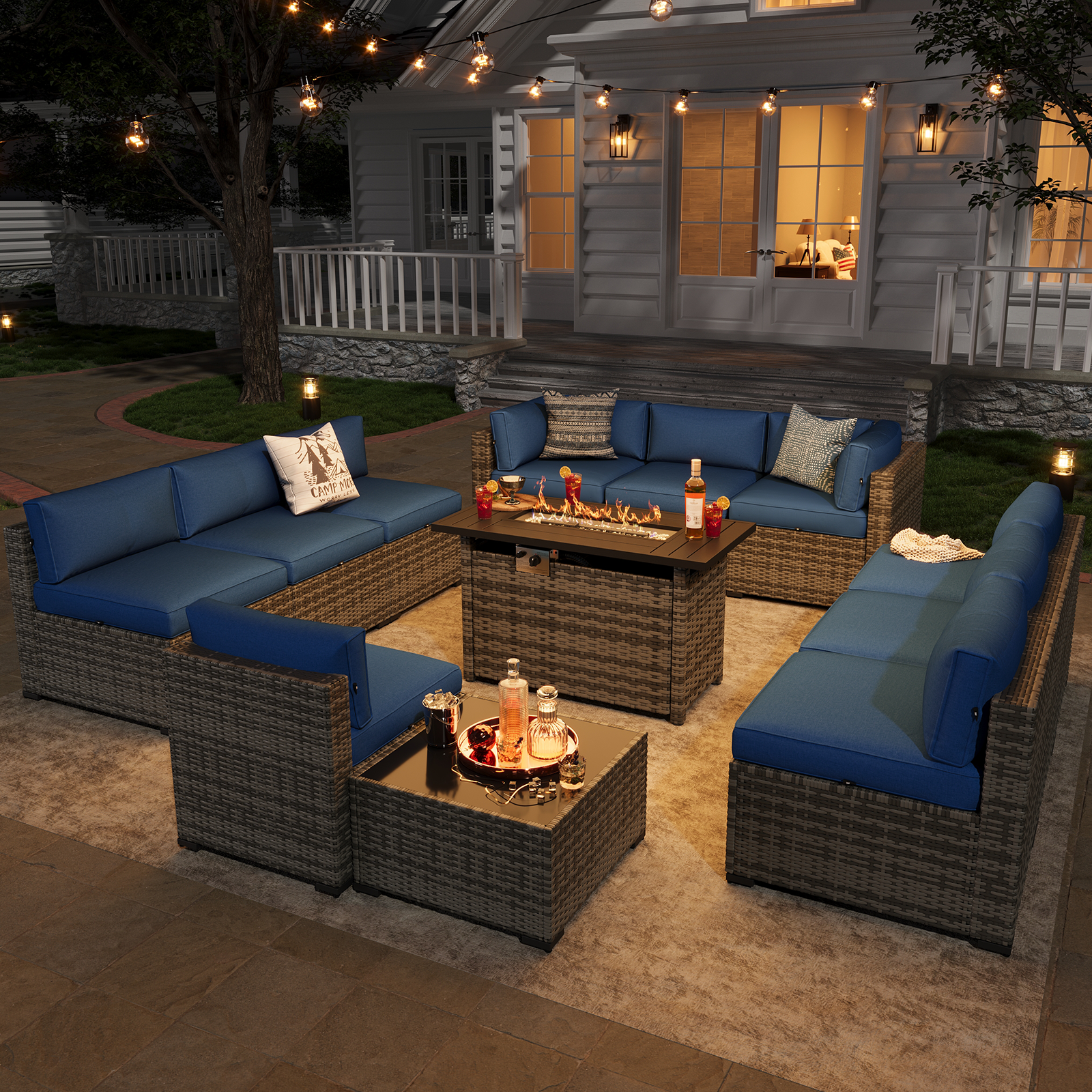 Aoxun Patio Furniture Sets Wicker Outdoor Conversation Set Sectional Sofa for Backyard, Poolside, Garden