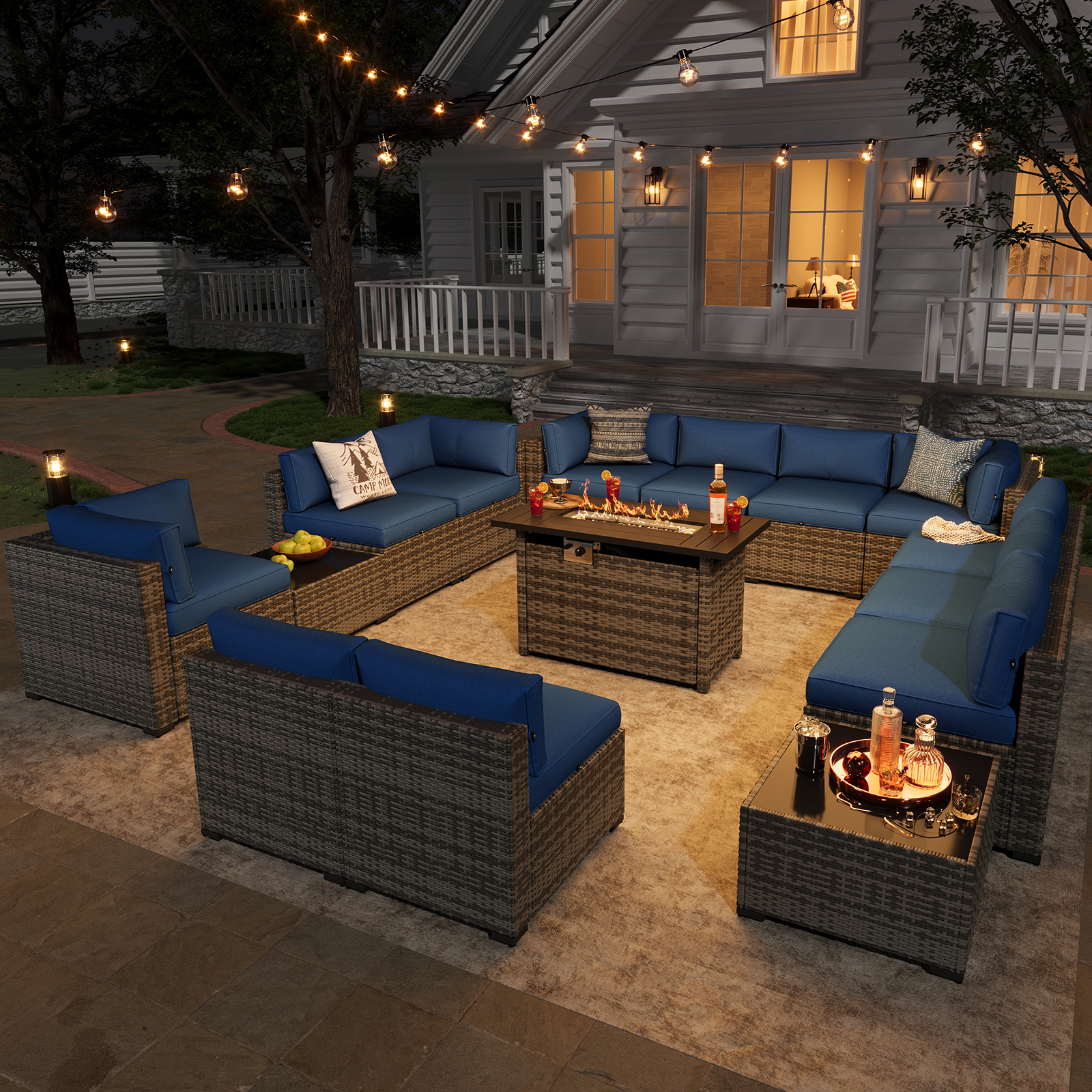 Aoxun Patio Furniture Sets Wicker Outdoor Conversation Set Sectional Sofa for Backyard, Poolside, Garden