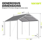 10' x 15' Gray Carport - View 4