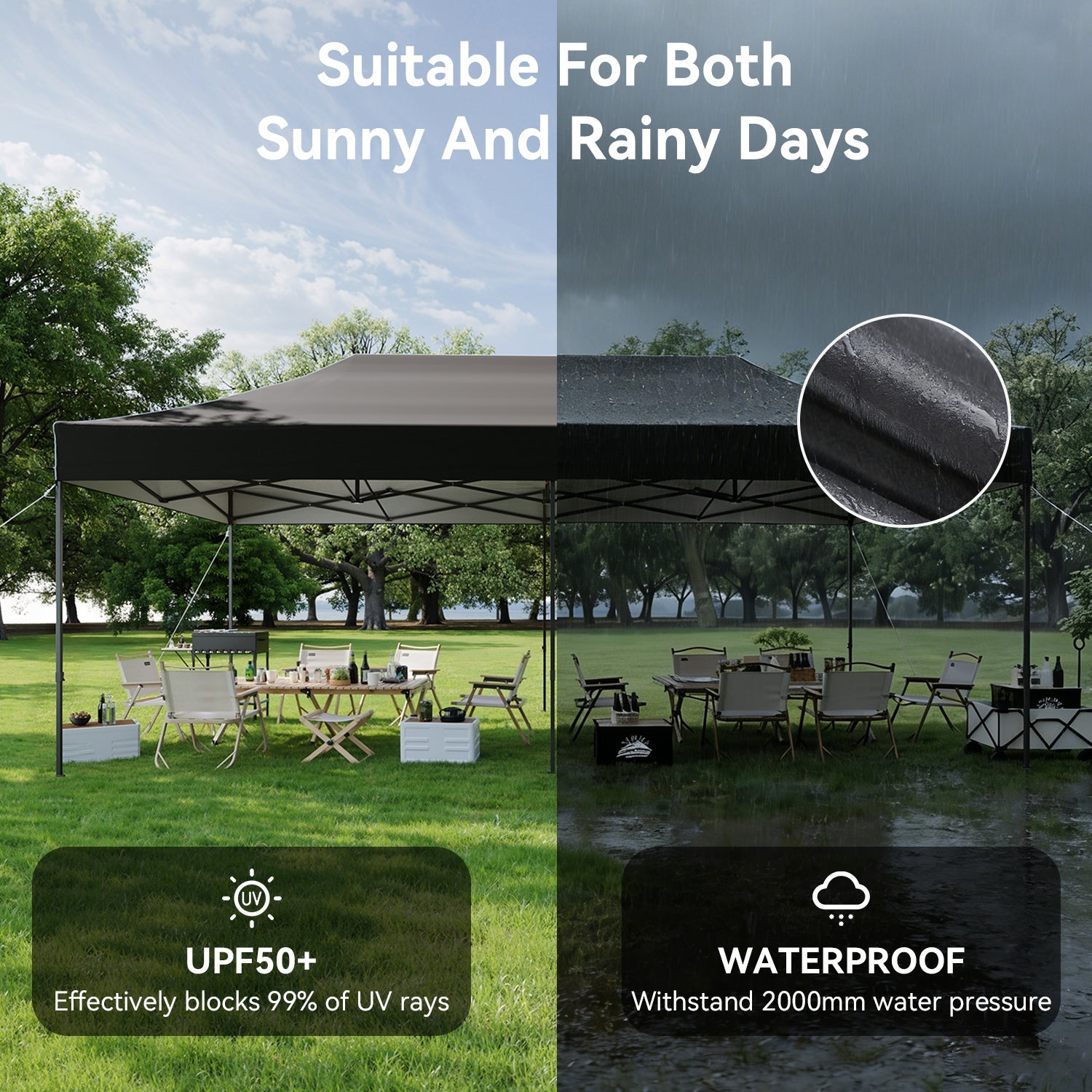 Aoxun 10' x 20' Black Pop-Up Canopy with Sidewalls