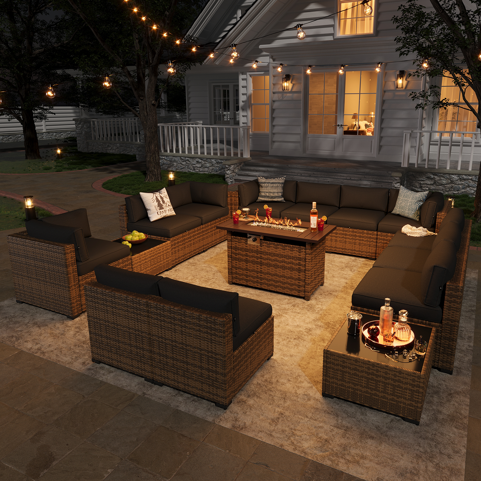 Aoxun Patio Furniture Sets Wicker Outdoor Conversation Set Sectional Sofa for Backyard, Poolside, Garden