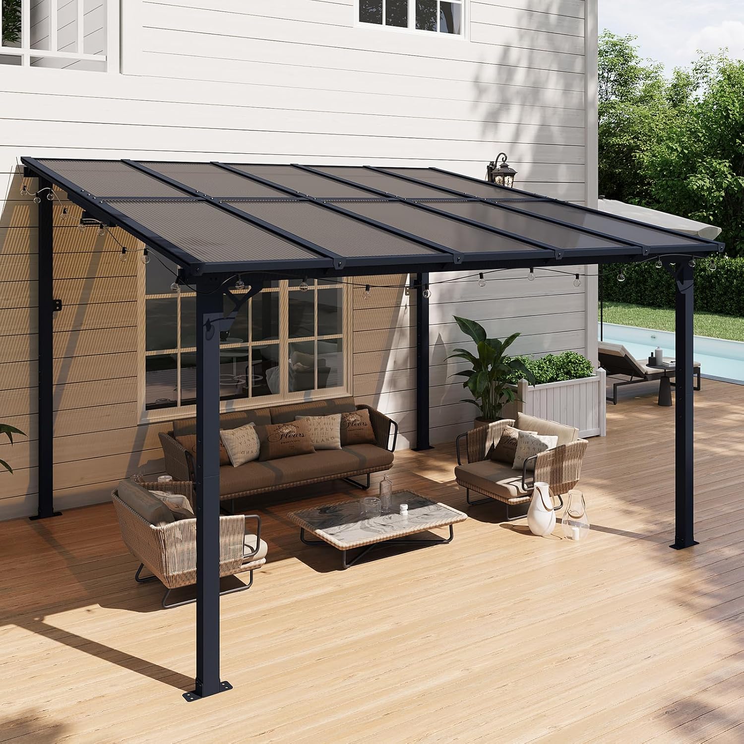 Polycarbonate Wall Mounted Lean To Gazebo