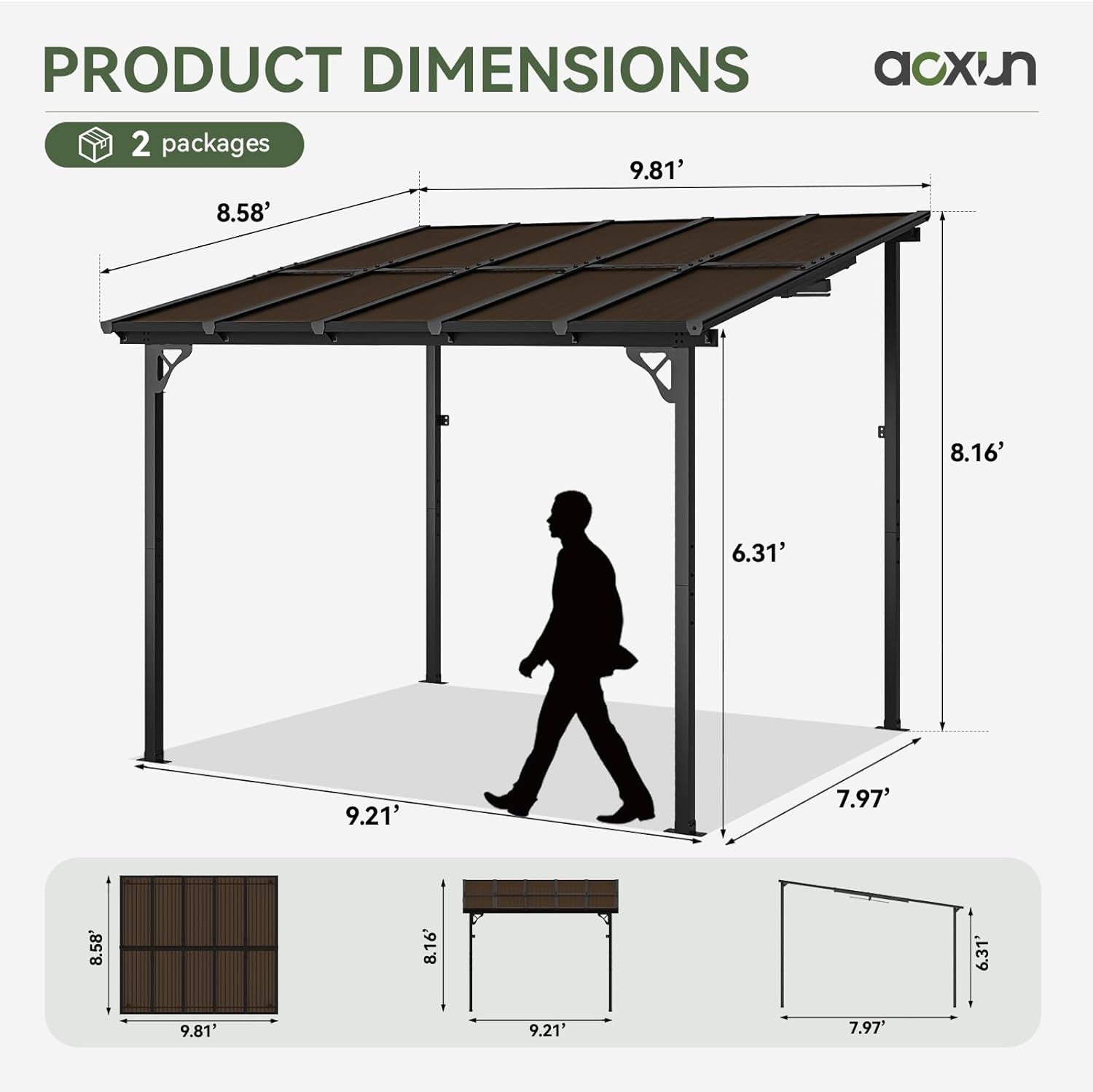 Polycarbonate Wall Mounted Lean To Gazebo