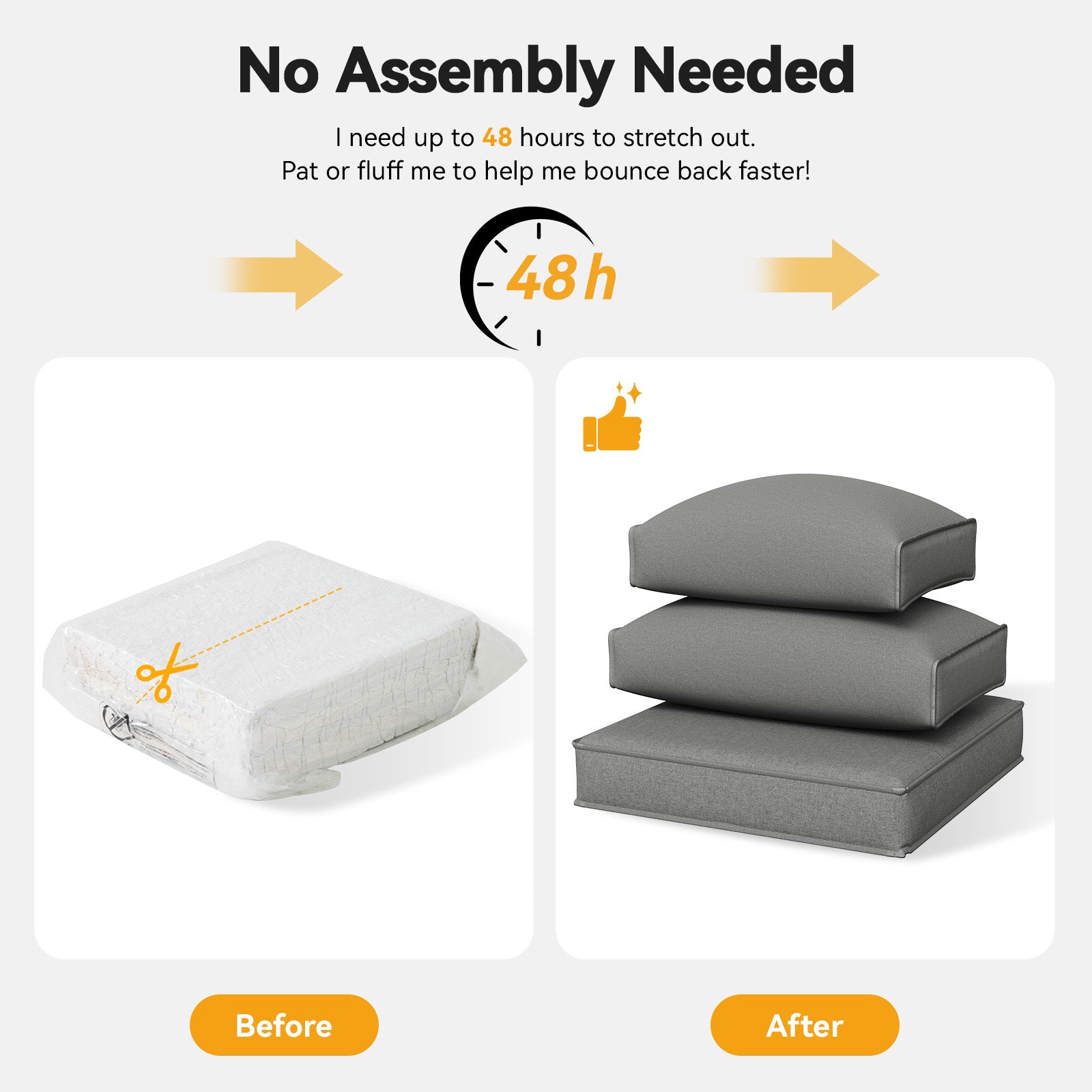 Aoxun Outdoor Replacement Cushions for Patio Furniture, 4'' Water-repellent Sofa Cushion for 4-Seat Rattan Wicker Sectional