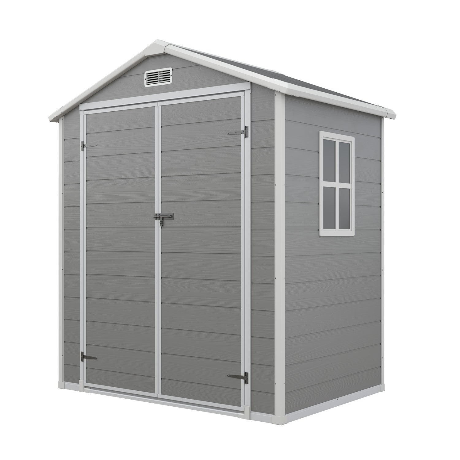 Aoxun 6x4 FT Outdoor Storage Shed, Plastic Garden Resin Shed with Floor and Window for Patio, Lawn, Outdoor Storage with Lockable Door for Bike, Garbage Can, Tools, Grey