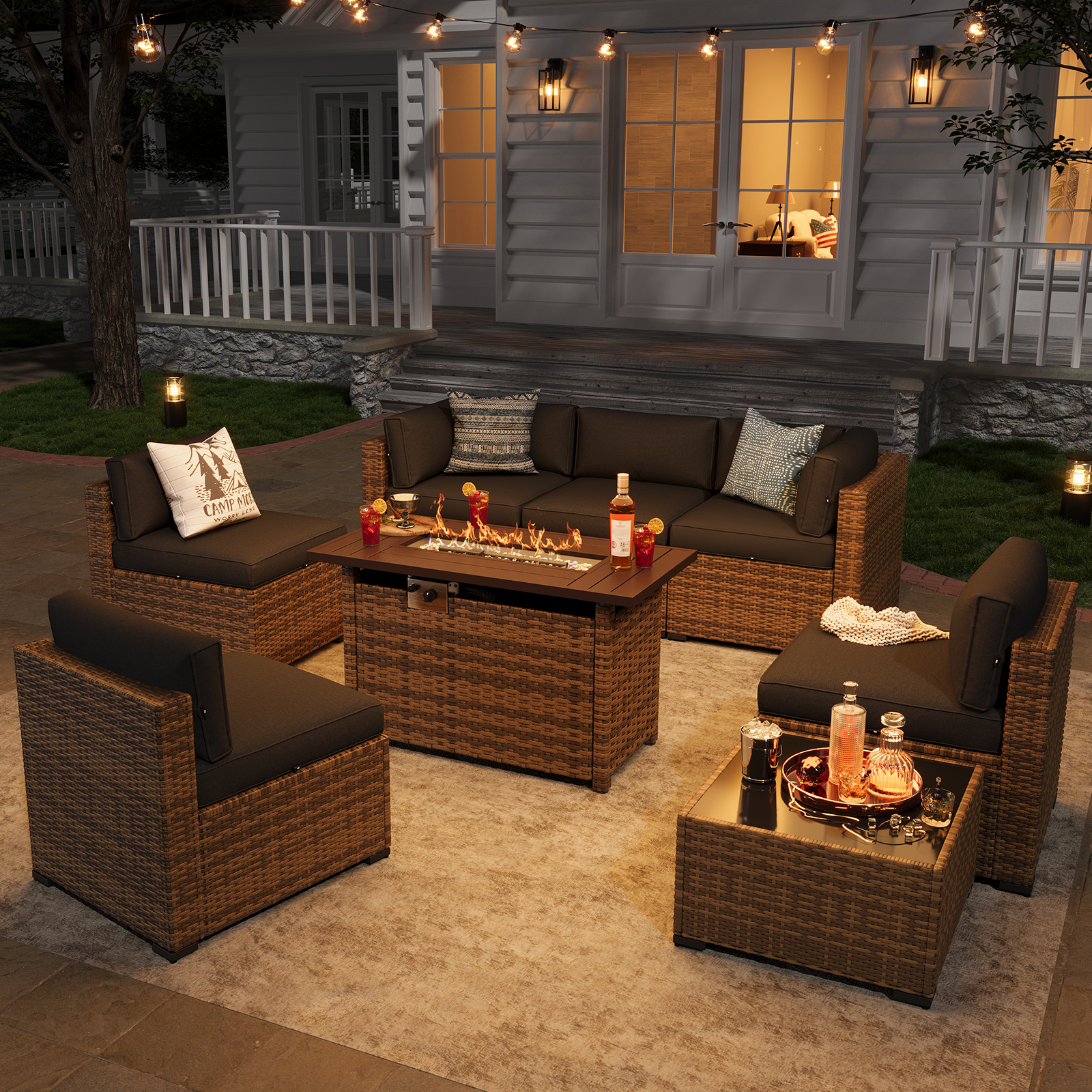 Aoxun Patio Furniture Sets Wicker Outdoor Conversation Set Sectional Sofa for Backyard, Poolside, Garden