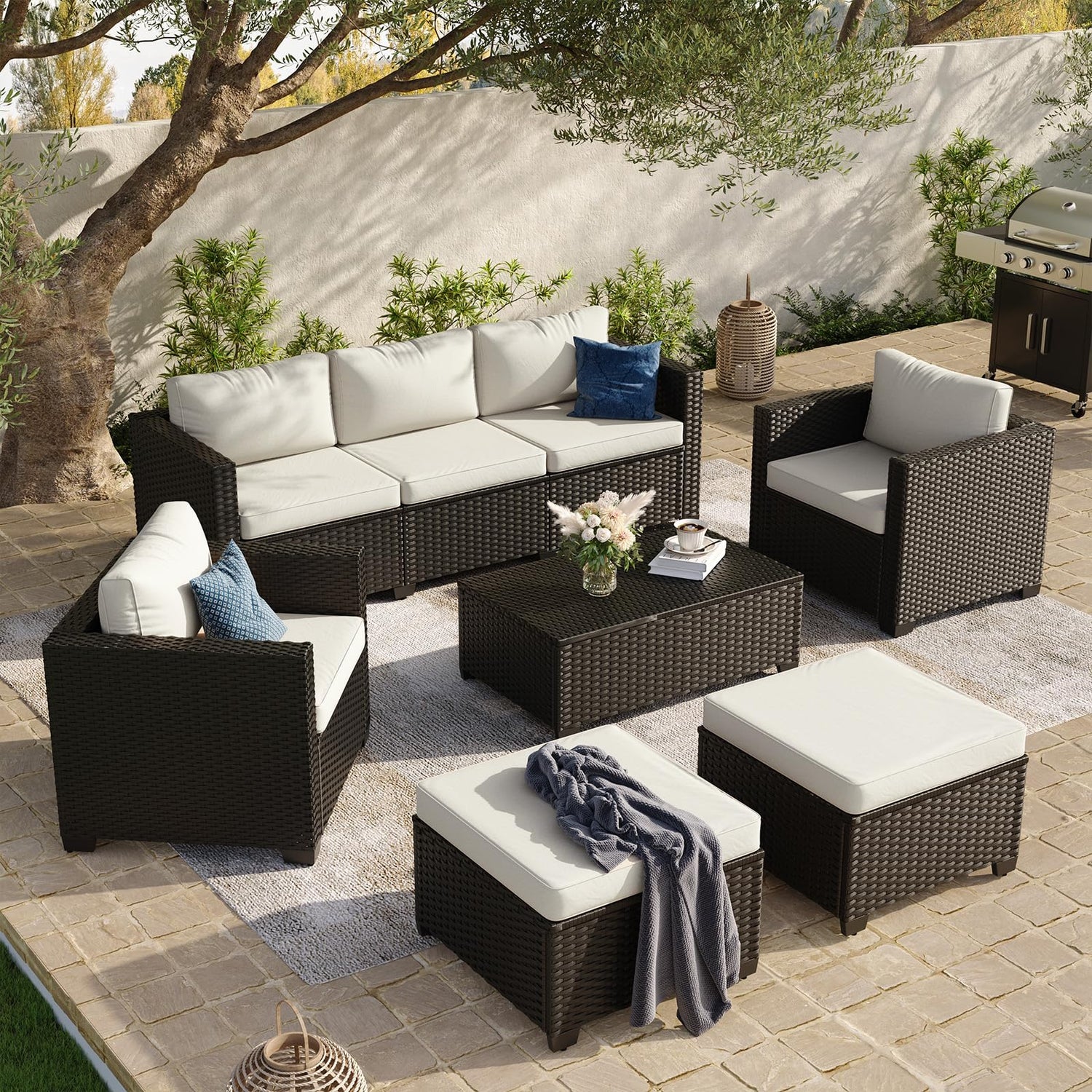 Aoxun 8 Piece Outdoor Patio Furniture Set 7 Seats