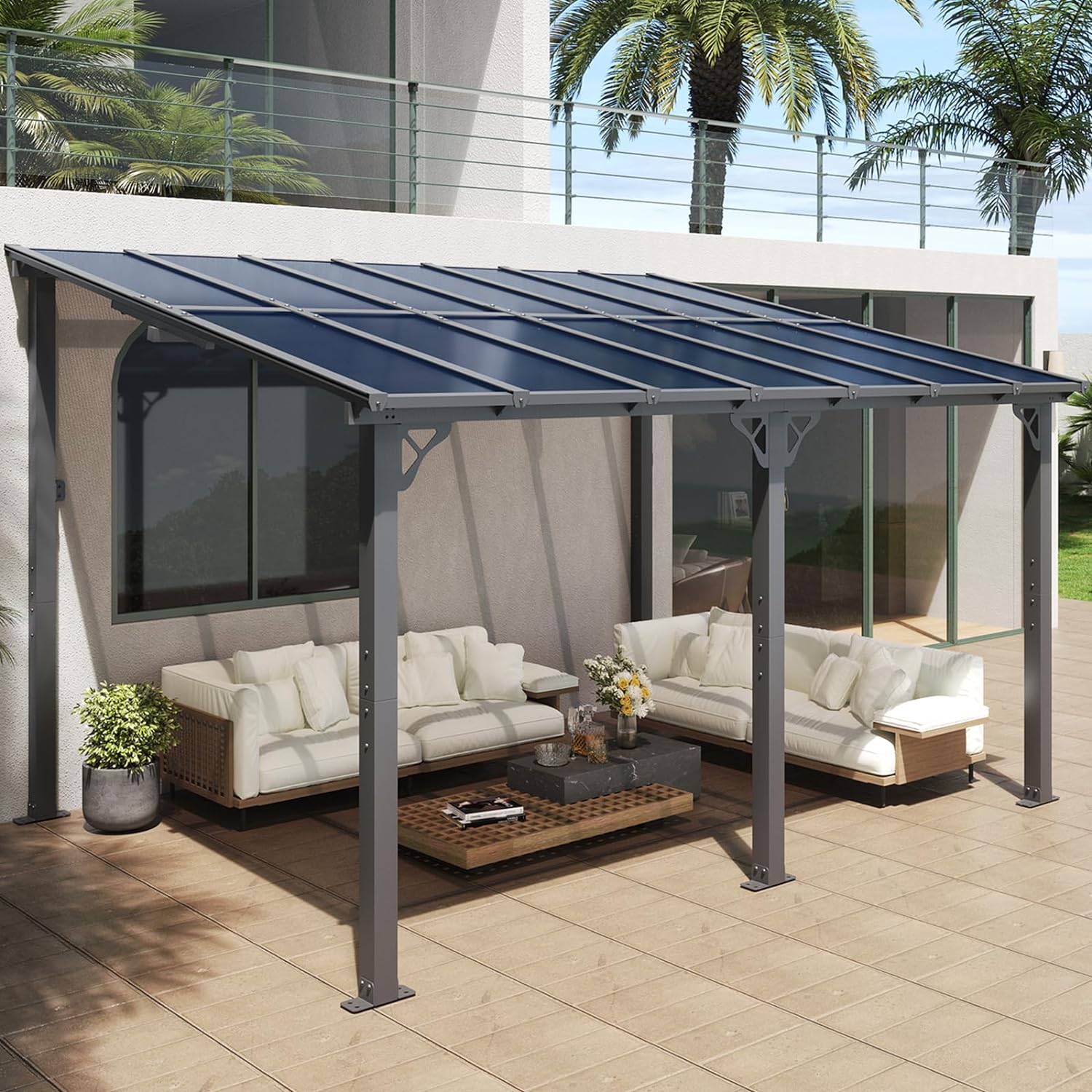 Polycarbonate Wall Mounted Lean To Gazebo