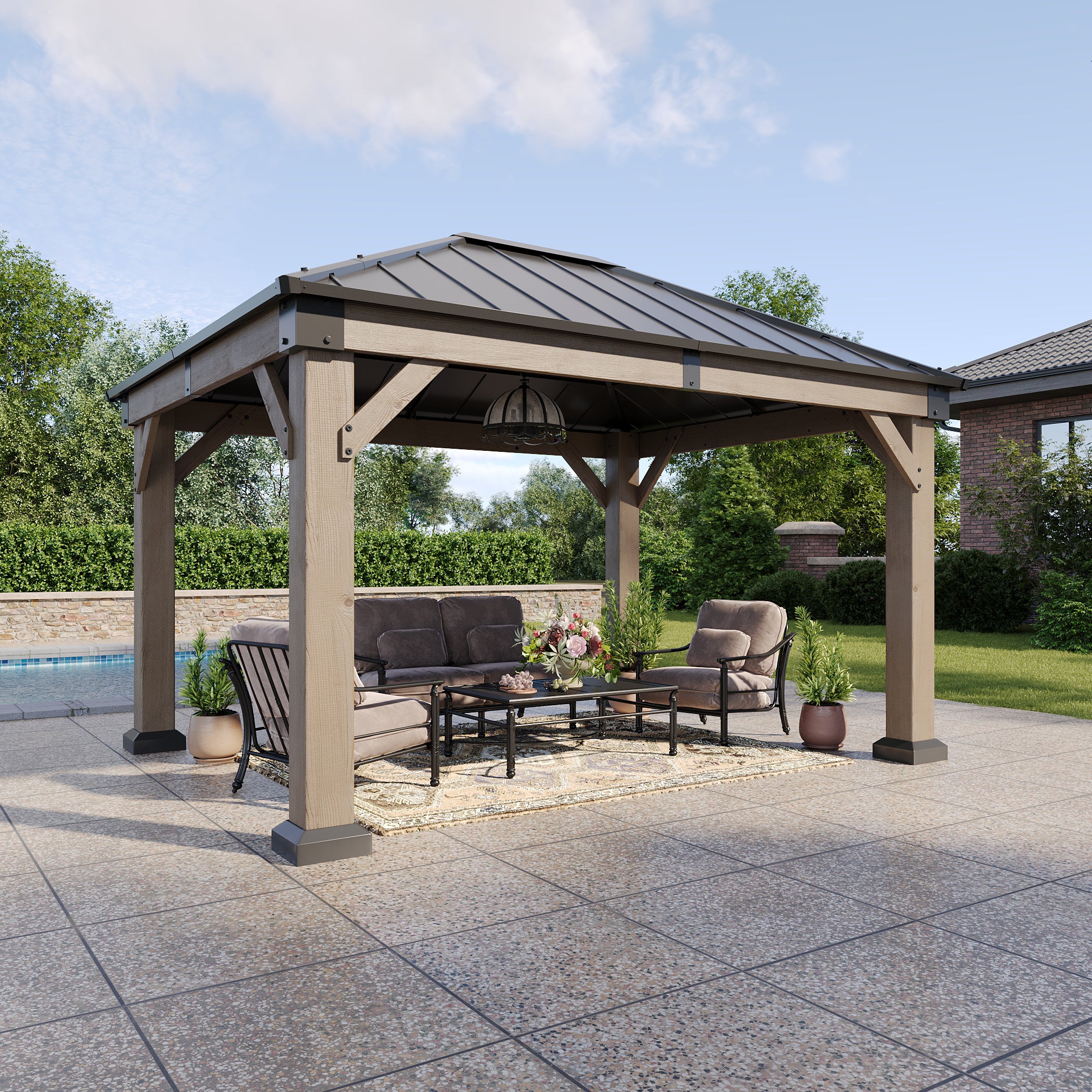 AOkobaページ AOXUN Cedar Wooden Gazebo