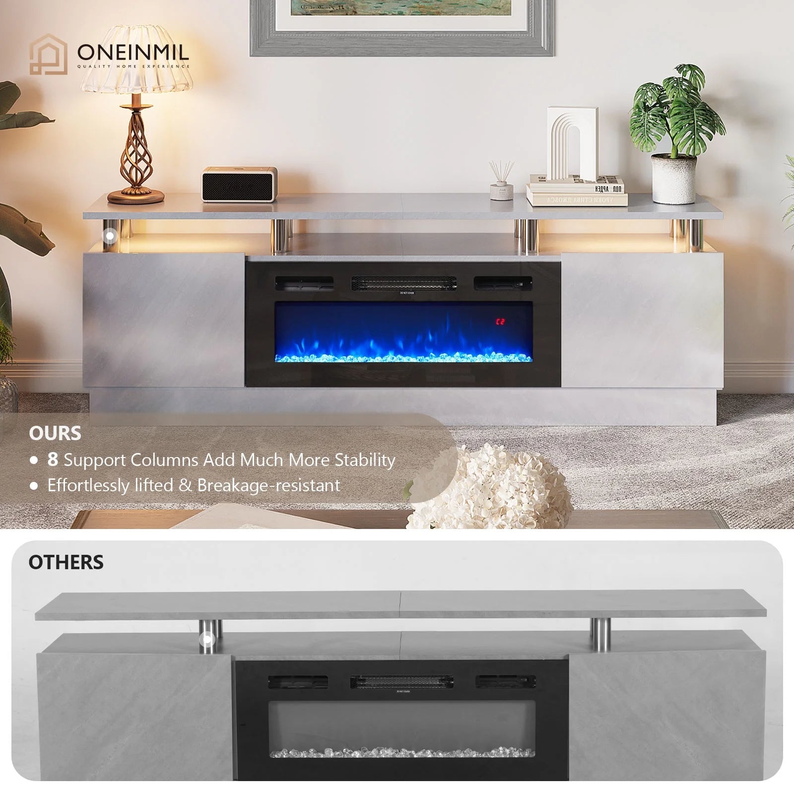 polmo　アンファン　テレビ台 Fireplace TV Stand, Entertainment Center for TVs up to 80