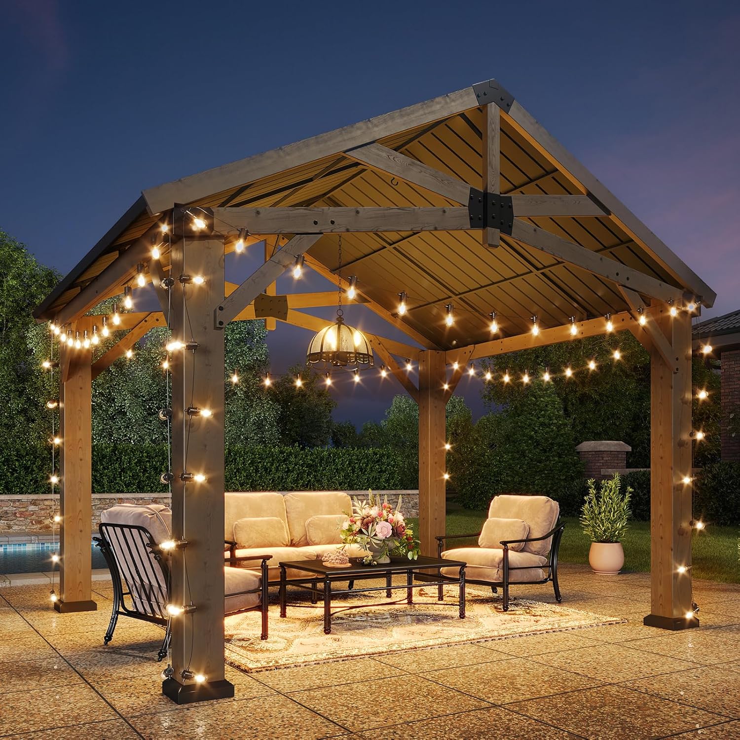 Hardtop Cedar Wood Gazebo