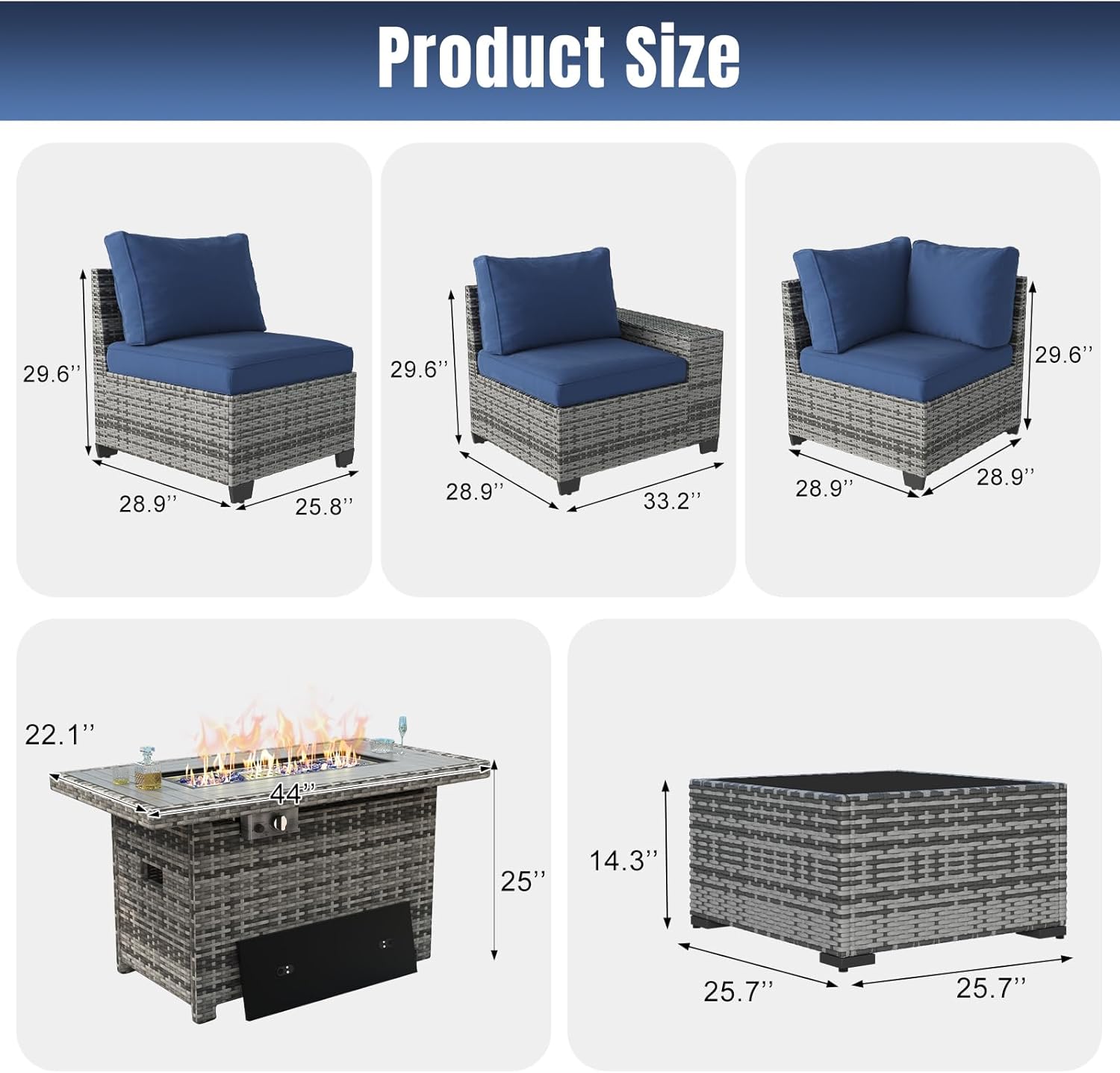 Aoxun 6 Pieces/7 Pieces Patio Furniture Set