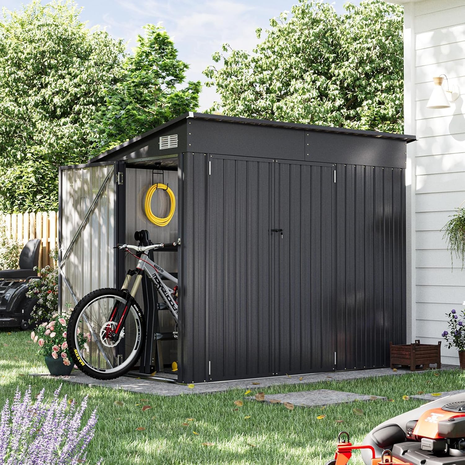 Metal Lean To Storage Shed with Triple Lockable Door