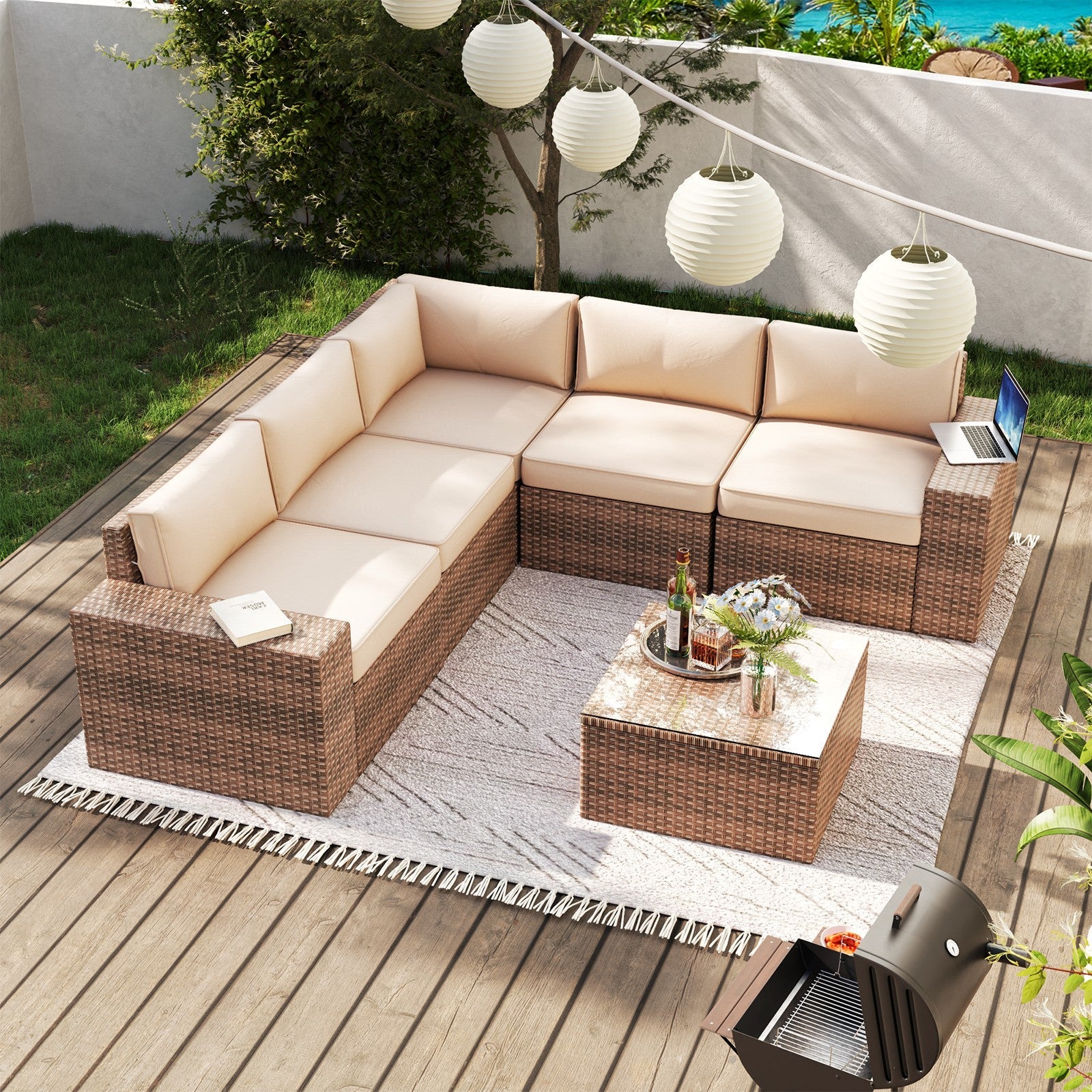 Wicker Patio Furniture Sofa Set