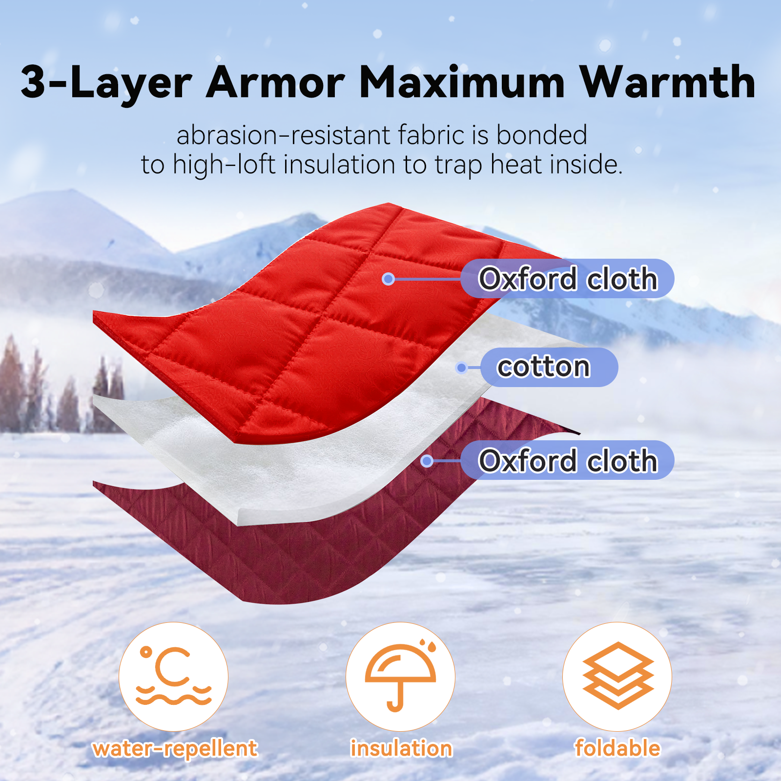 Aoxun Ice Fishing Tent Pop Up Instant Setup 3-4 Person Portable Shanty Hub Waterproof Insulated Shelter for Winter Fishing & Camping