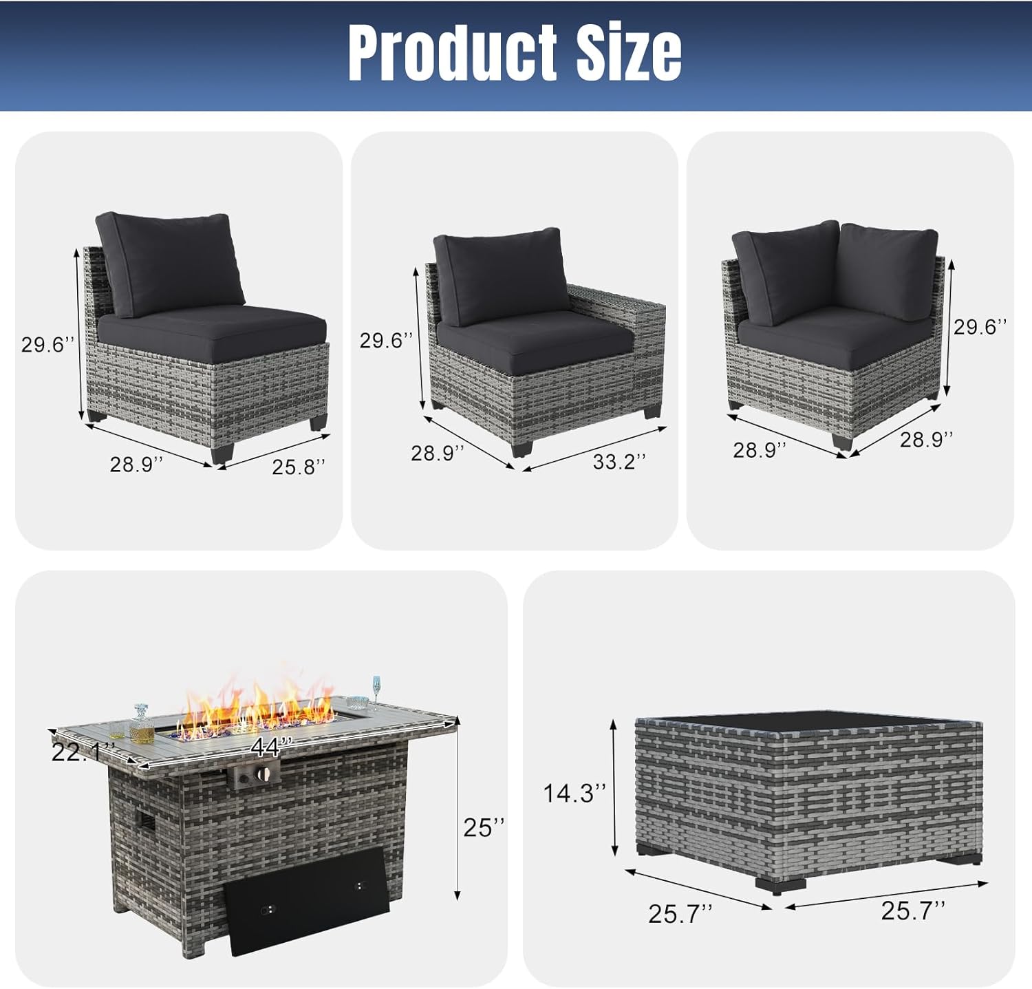 Aoxun 6 Pieces/7 Pieces Patio Furniture Set