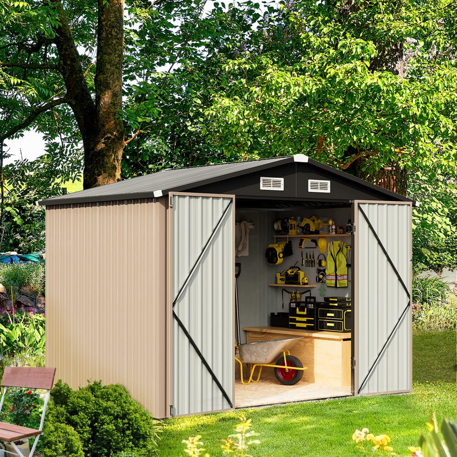 Metal Utility Shed House with Air Vent