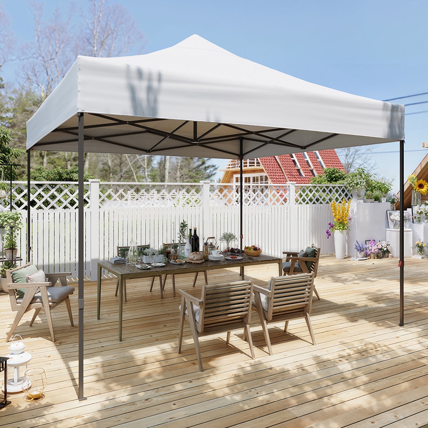 Aoxun 10' x 10' White Pop-Up Canopy