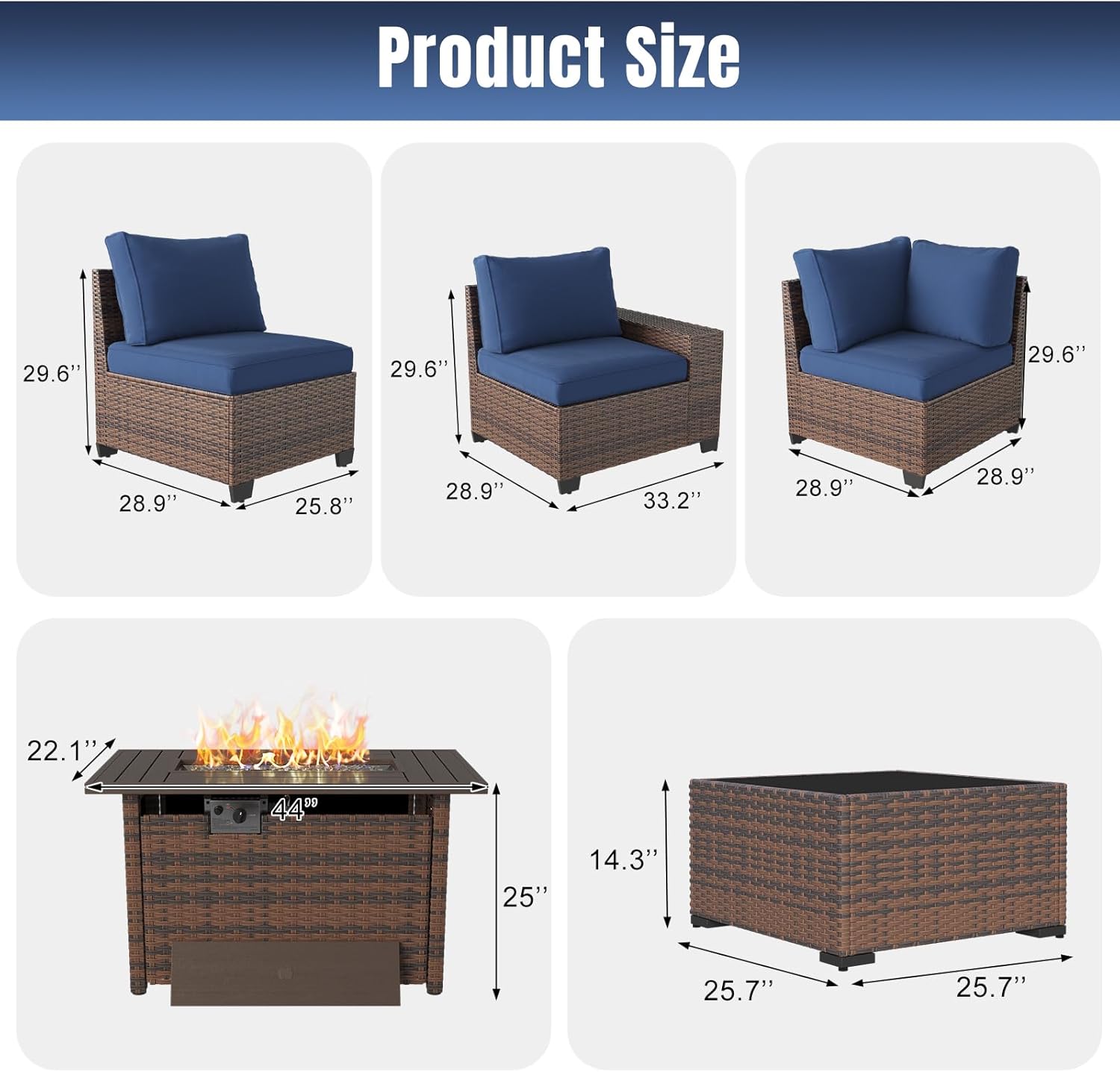 Aoxun 6 Pieces/7 Pieces Patio Furniture Set