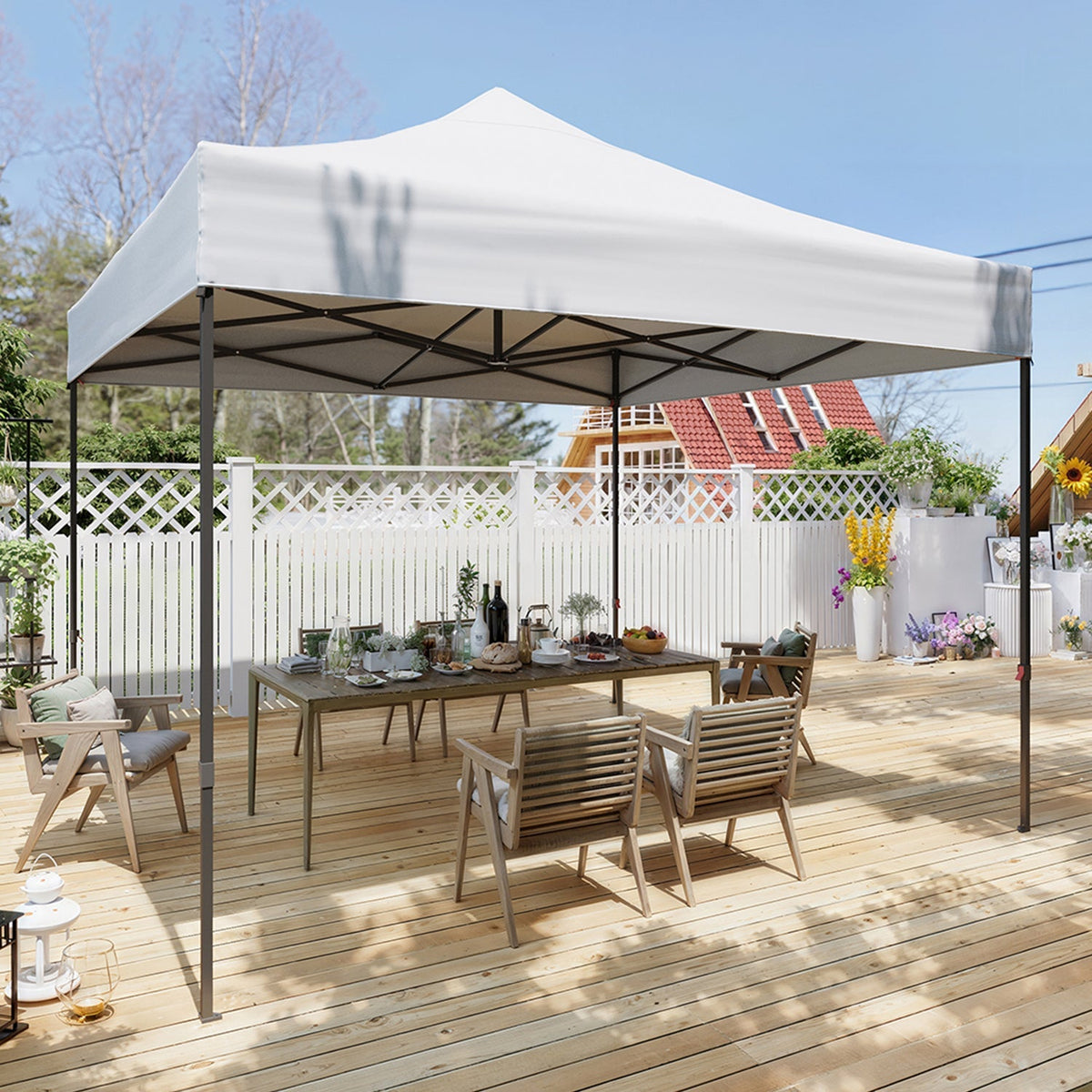 Aoxun 10' x 10' White Pop-Up Canopy