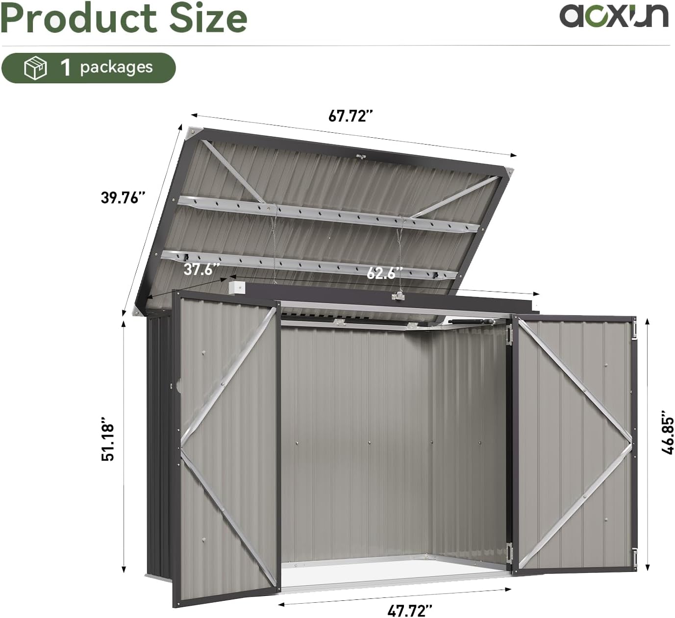 Aoxun 6' x 3' Outdoor Storage Shed Metal Trash Can Storage with Chain Lid Waterproof Outdoor Garbage Can Organizer, Ideal for 2 Trash Bins, Toys, Garden Tools (Black)