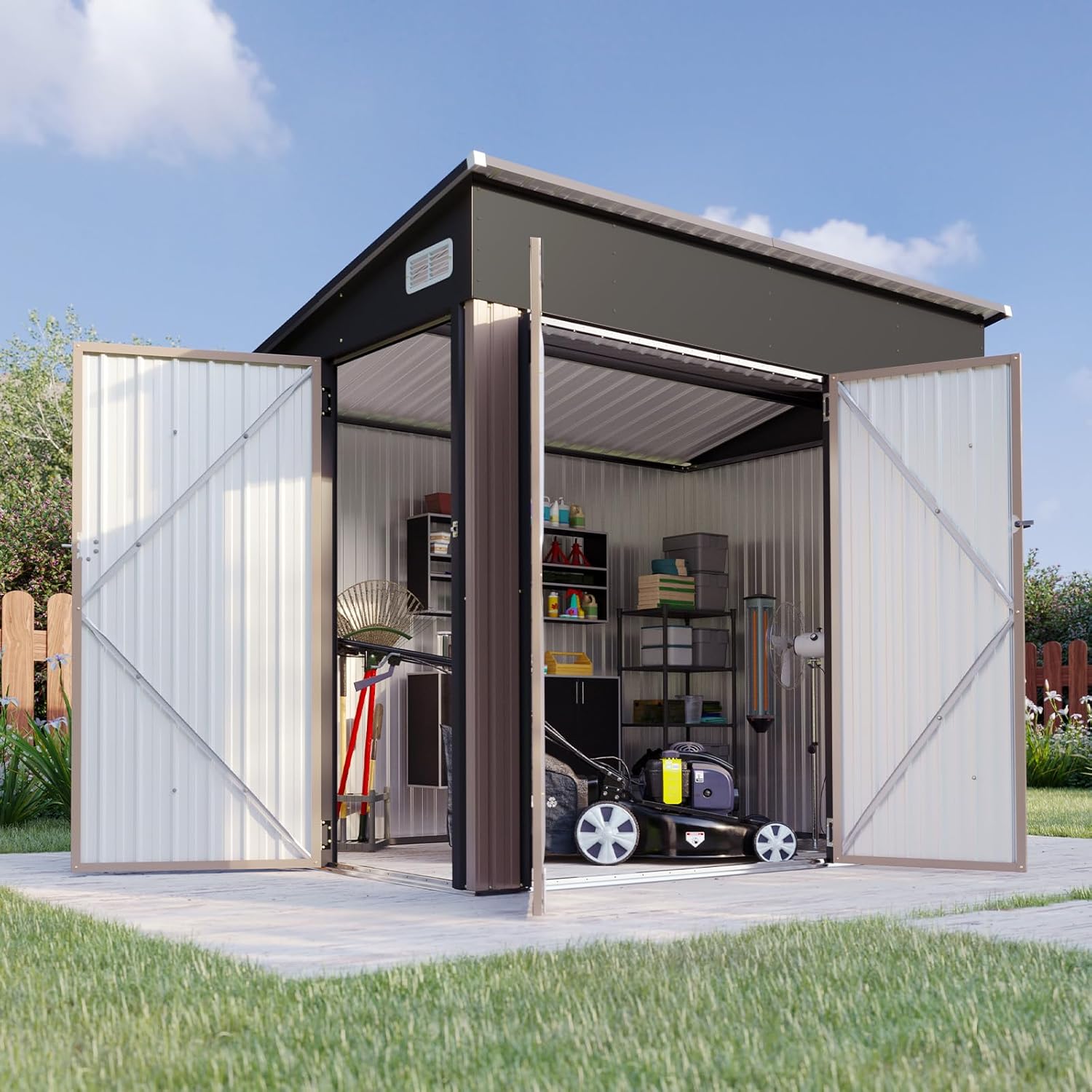 Metal Lean To Storage Shed with Triple Lockable Door