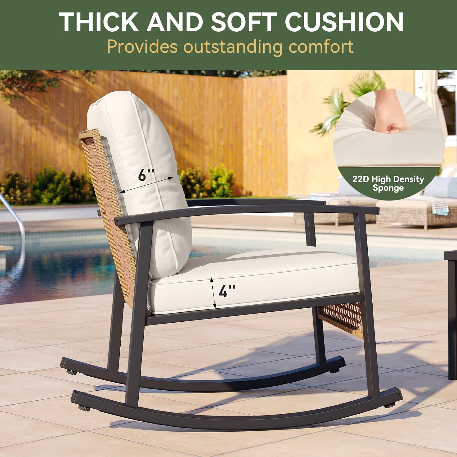 3 pcs Outdoor Rocking Bistro Set, Set of 2