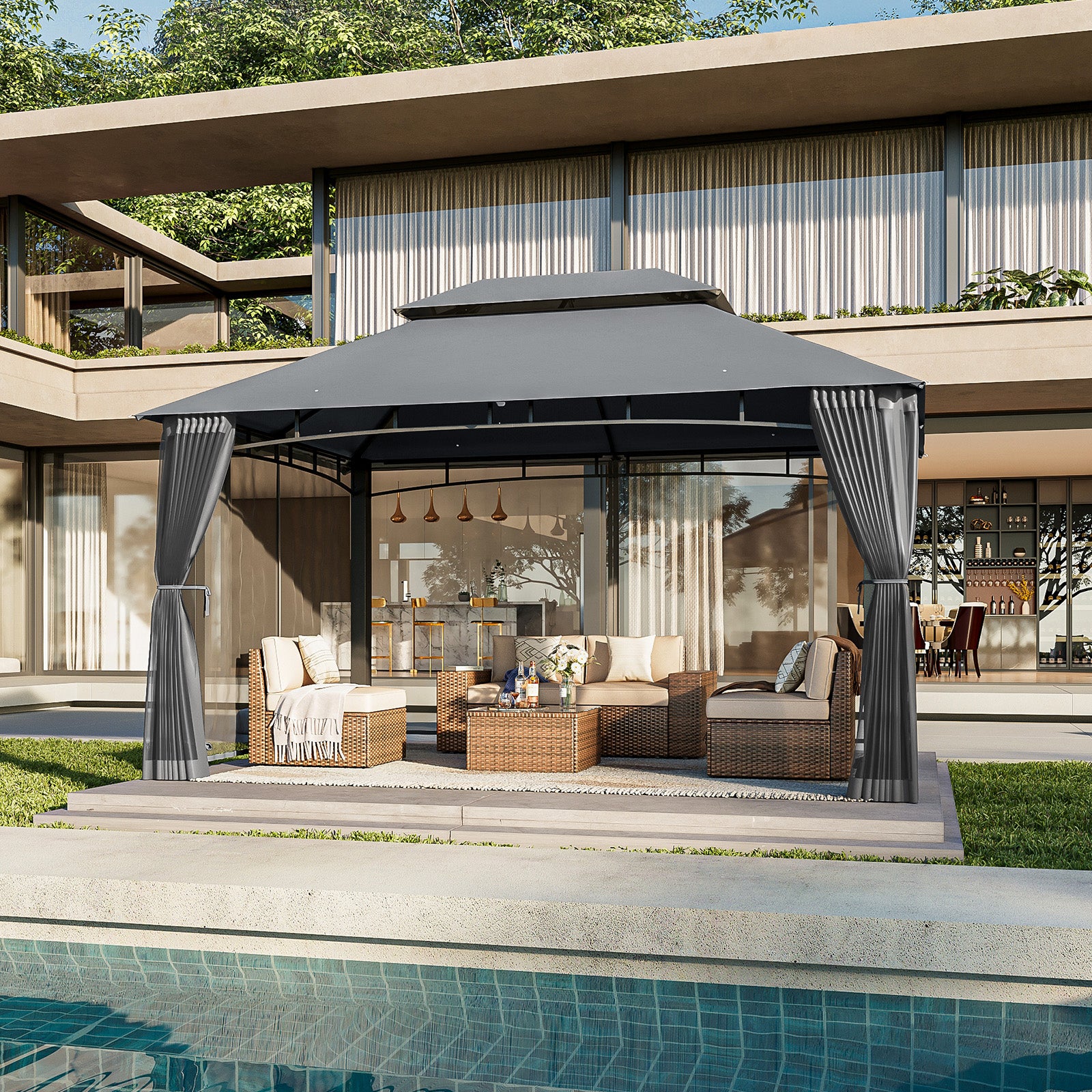 テント・タープ NEIGHBORHOOD X HXO DESIGN full set Outdoor Gazebo for Patio 10x13, Metal Frame Canopy with