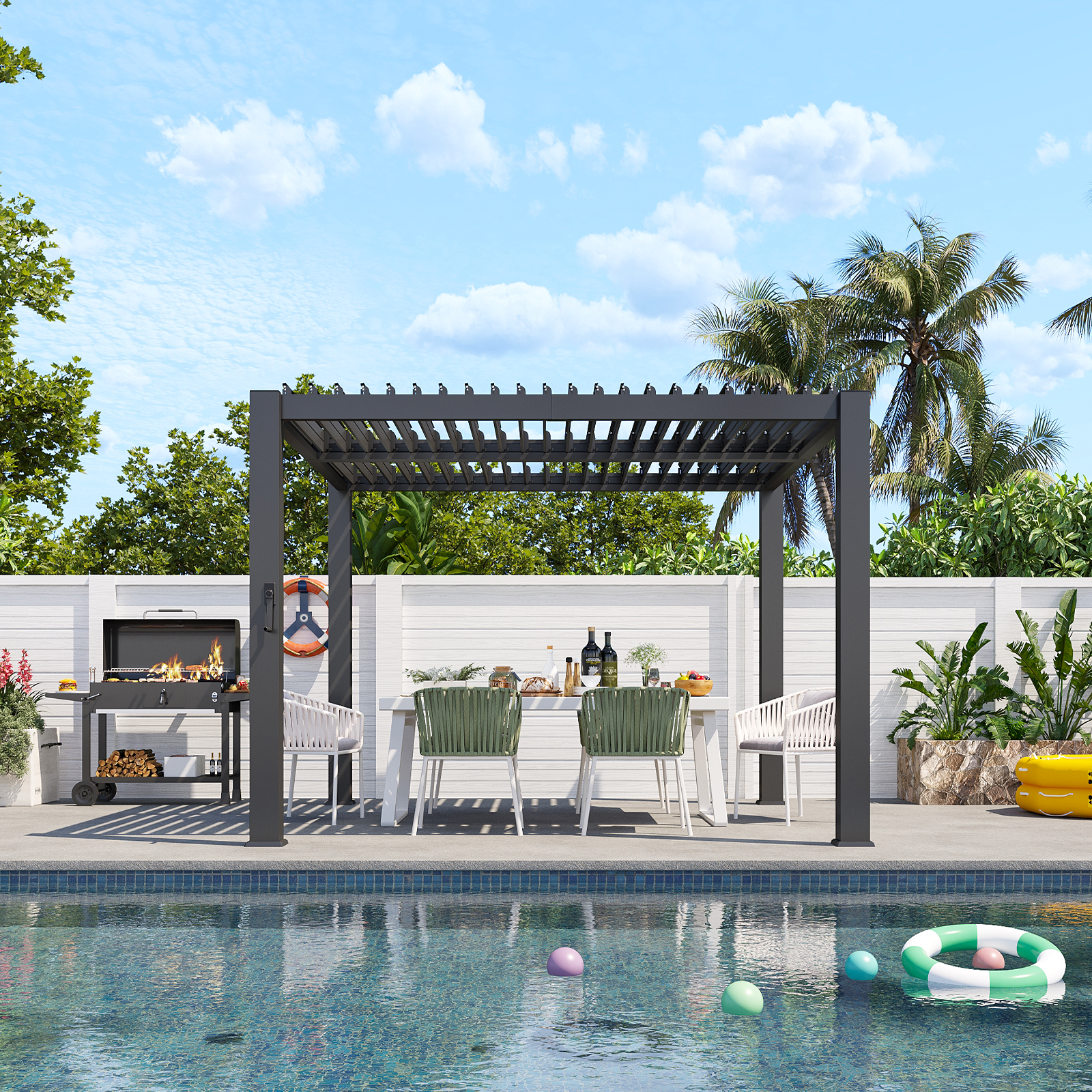 Aoxun 10' x 10' Louvered Pergola