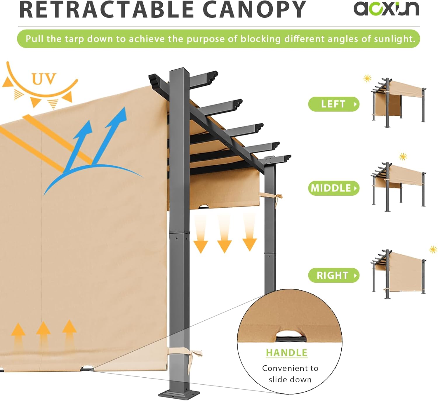 Retractable Pergola with Sun Shade Cover