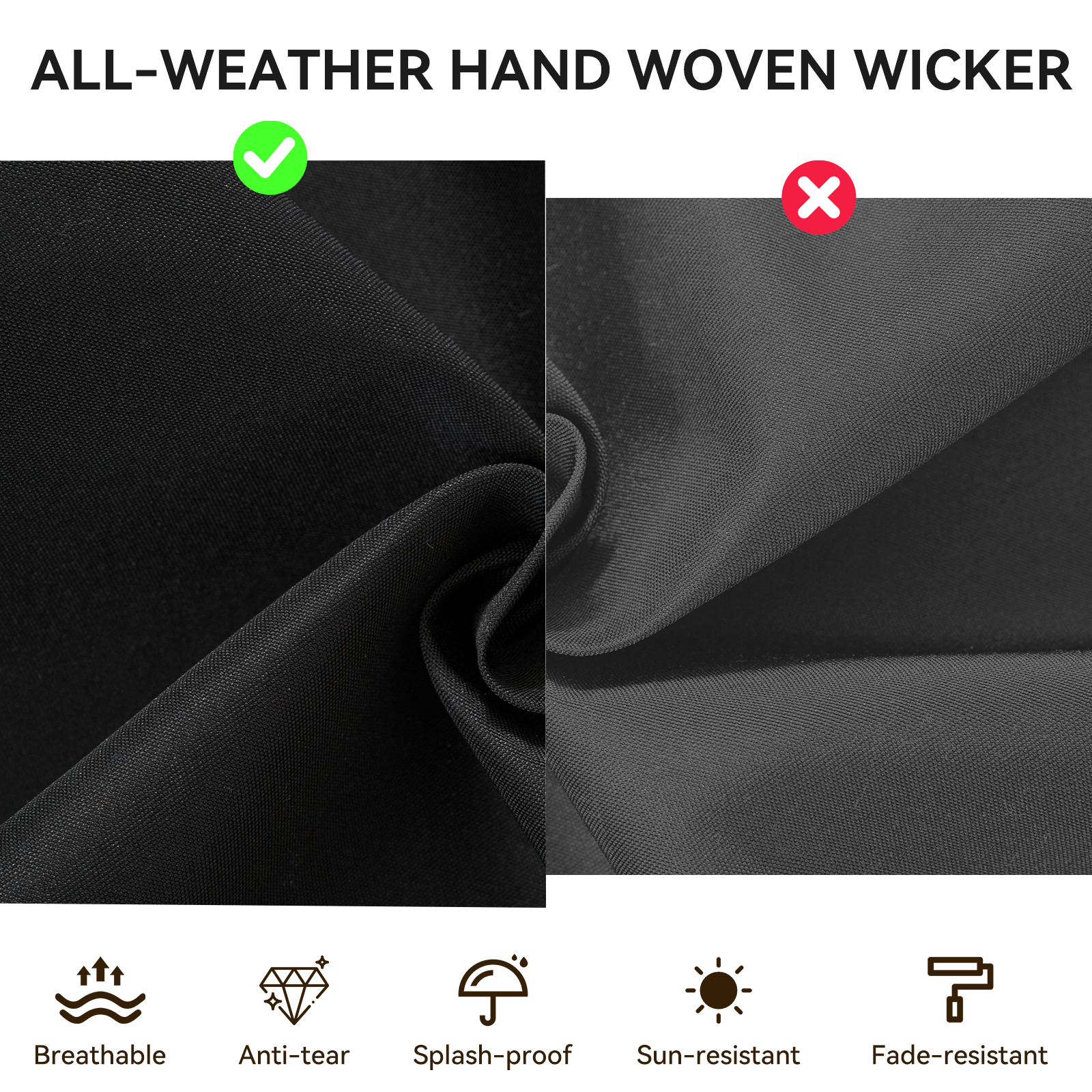 Aoxun Patio Furniture Sets Wicker Outdoor Conversation Set Sectional Sofa for Backyard, Poolside, Garden