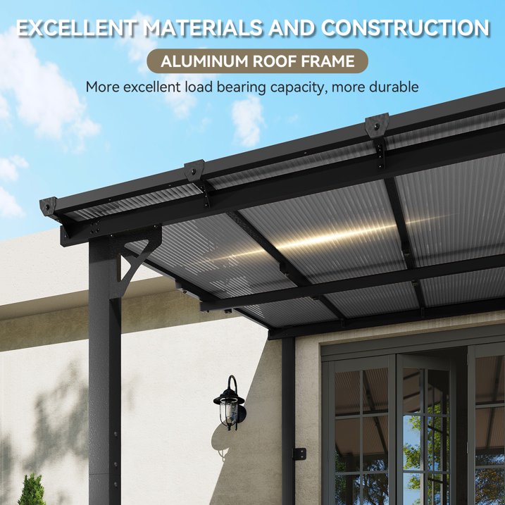 Aoxun 8’x10’ Gazebo, Wall Mounted Gazebos Pergola on Clearance, Outdoor Patio, Large Wall-Mounted Heavy Duty Awnings for Patio, Decks, Backyard（Gray）