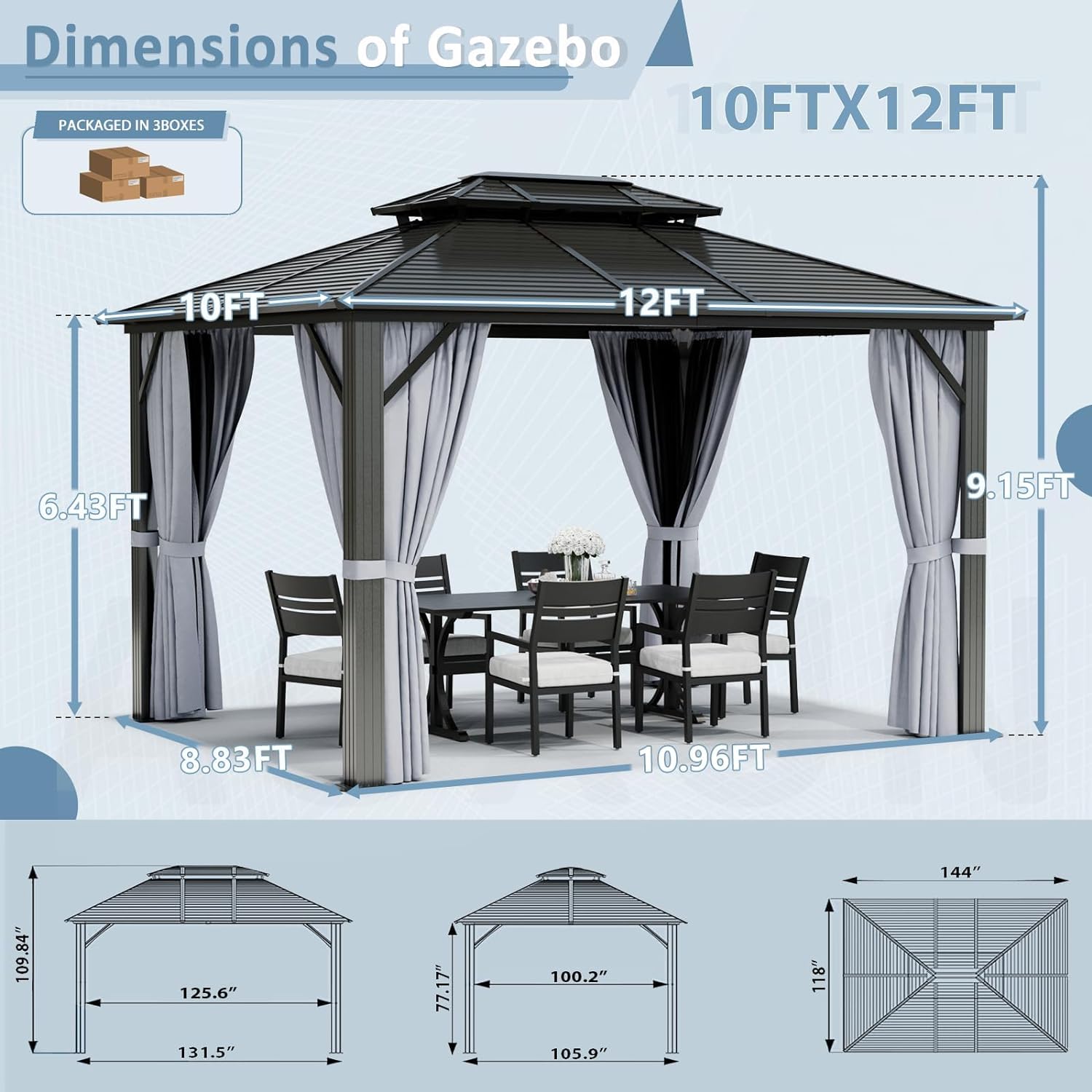 10'x12' Hardtop Gazebo