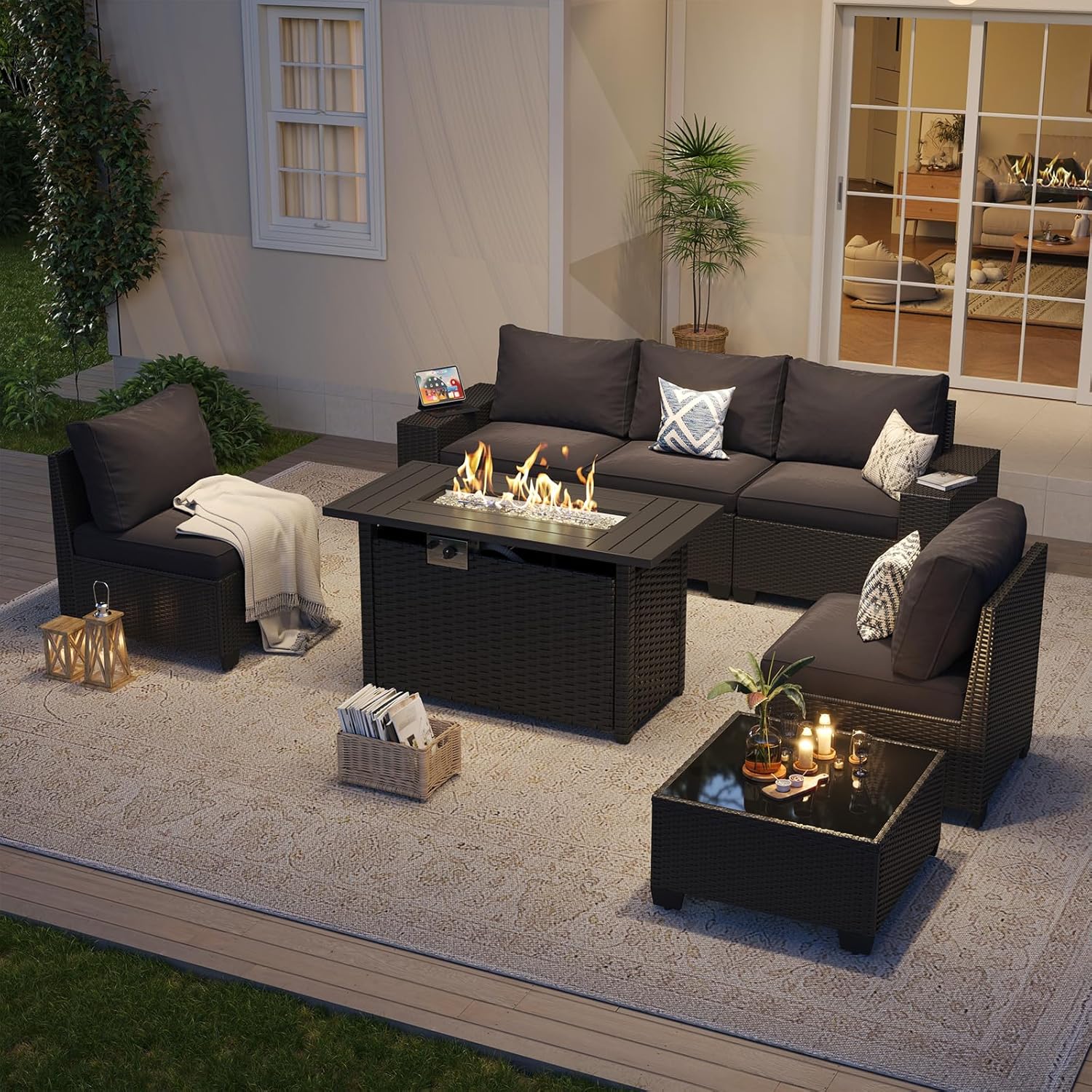 Patio Furniture Set 6 Pcs7Pcs/w Firepit9 Pcs Sofa