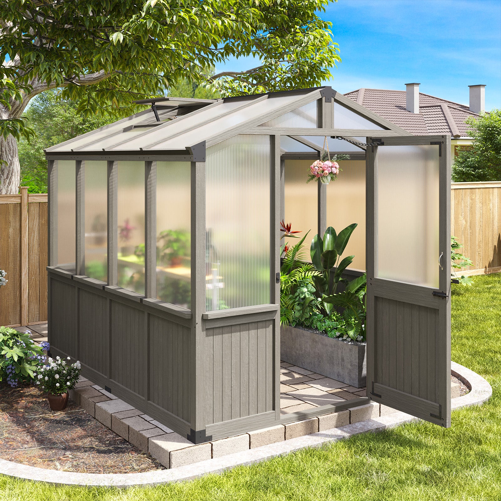 Aoxun 6x8 FT Wood Green House