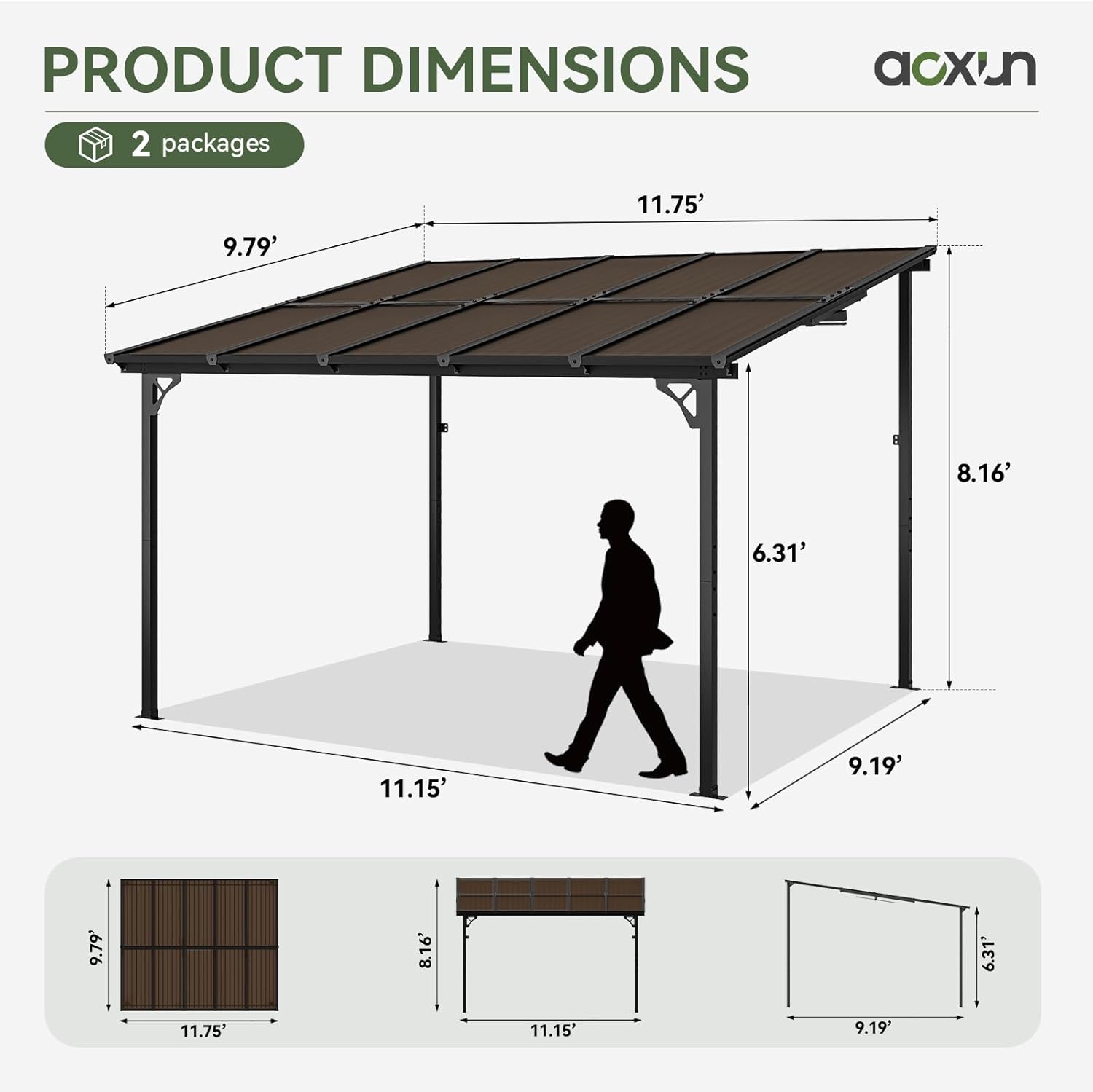 Polycarbonate Wall Mounted Lean To Gazebo