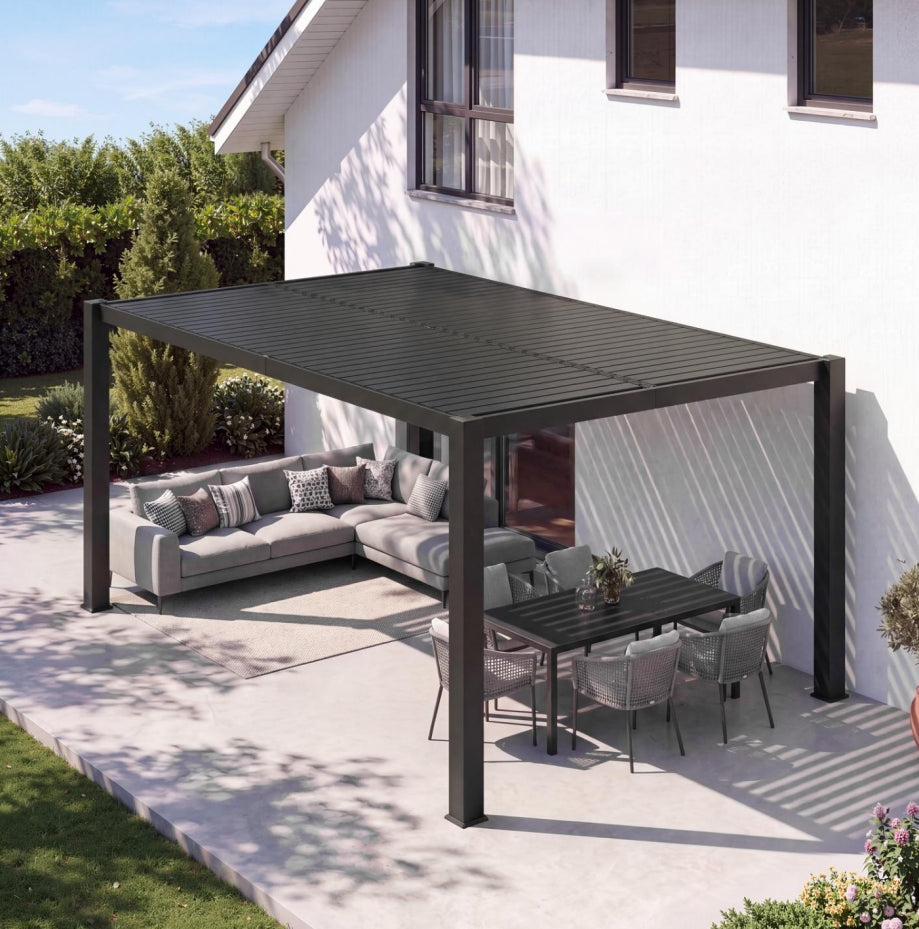 Aoxun Louvered Pergola 10x12 96S Outdoor Gazebo with Adjustable Roofs | Built-in Drainage System and Patented Easy-Assembly Design for Patios & Backyards, Gray