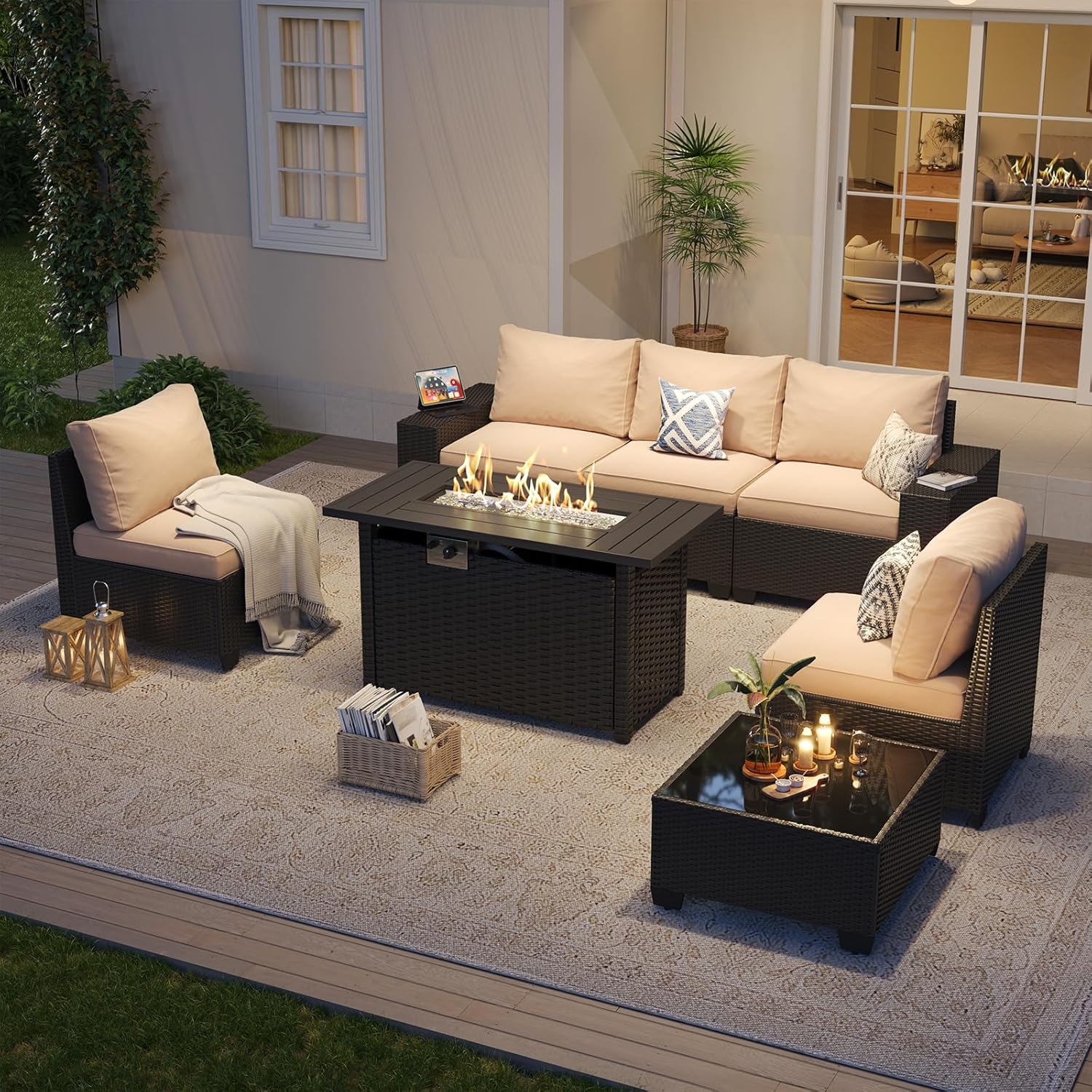 Patio Furniture Set 6 Pcs7Pcs/w Firepit9 Pcs Sofa