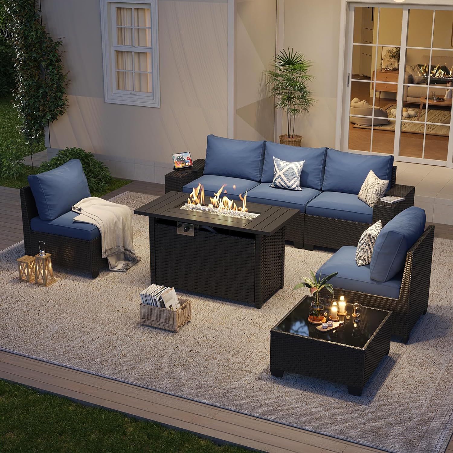 Patio Furniture Set 6 Pcs7Pcs/w Firepit9 Pcs Sofa