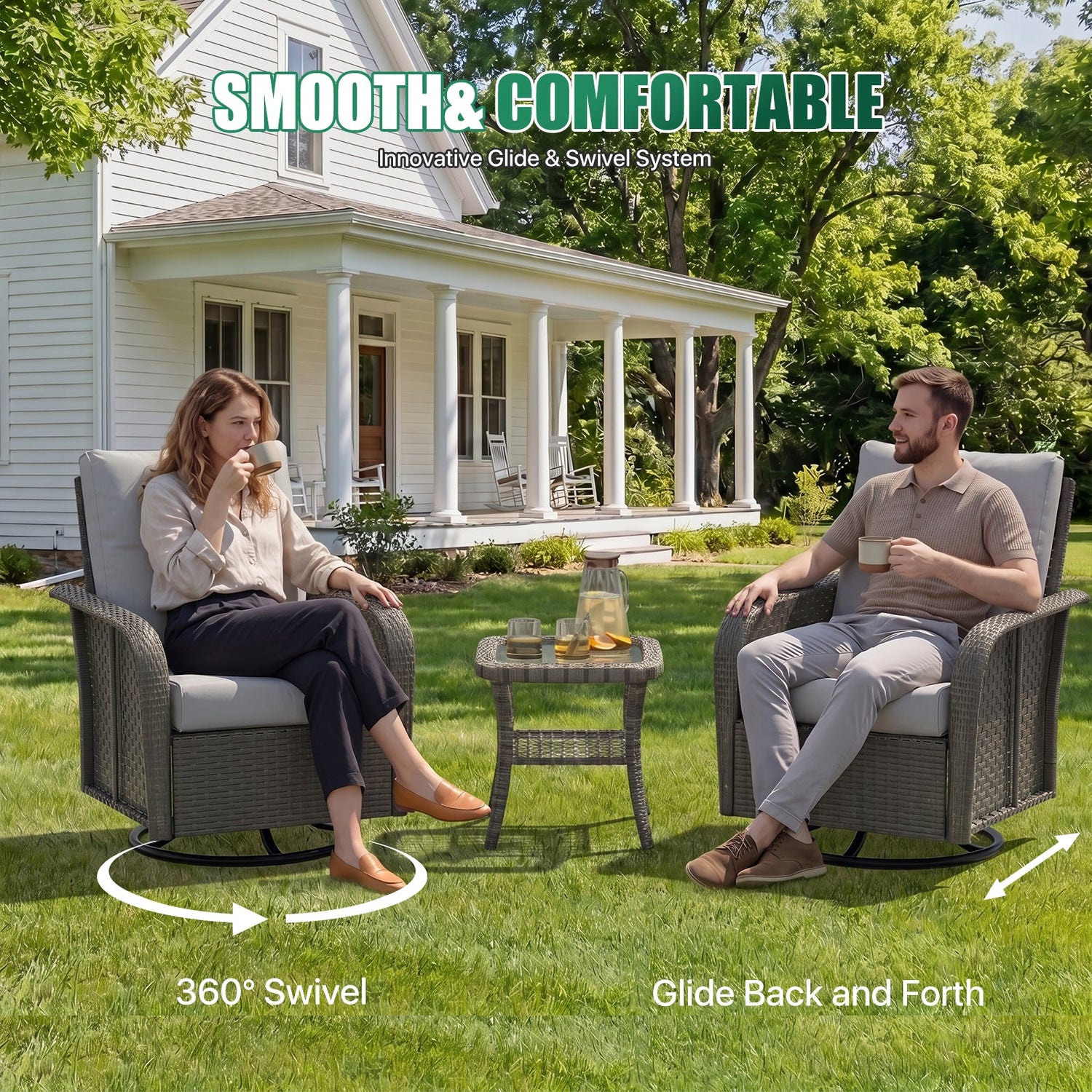 2-Piece Wicker Ottoman Set - View 2