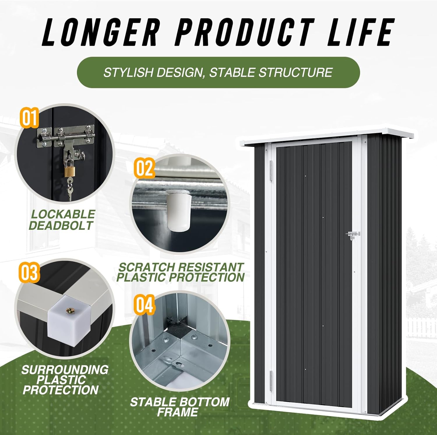 Aoxun Metal Lean To Storage Shed without Base