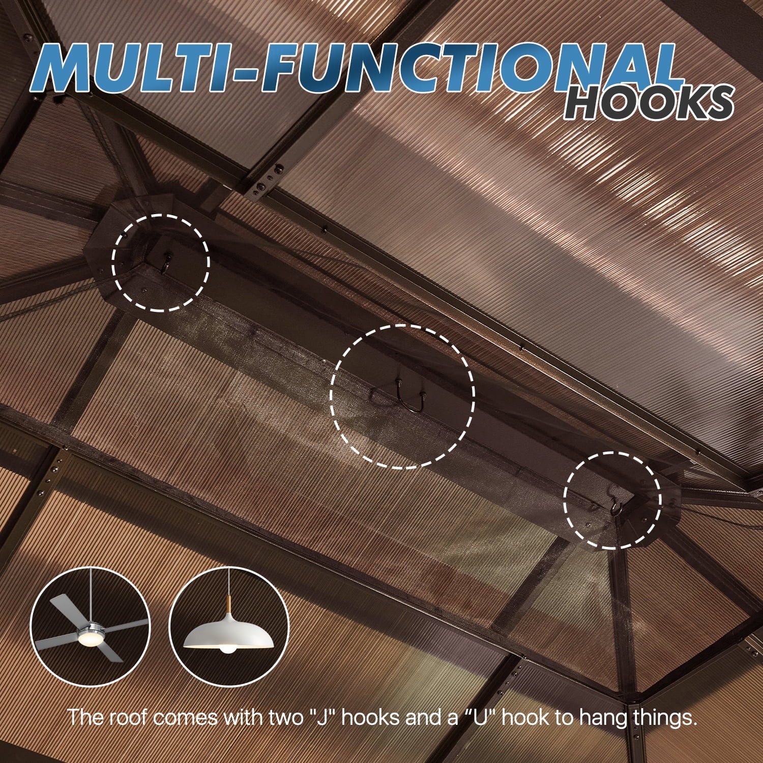 Sunmthink 12' x 16'Hardtop Gazebo,Polycarbonate Double Roof,Aluminum Frame with Curtains and Netting for Patio,Garden,Brown