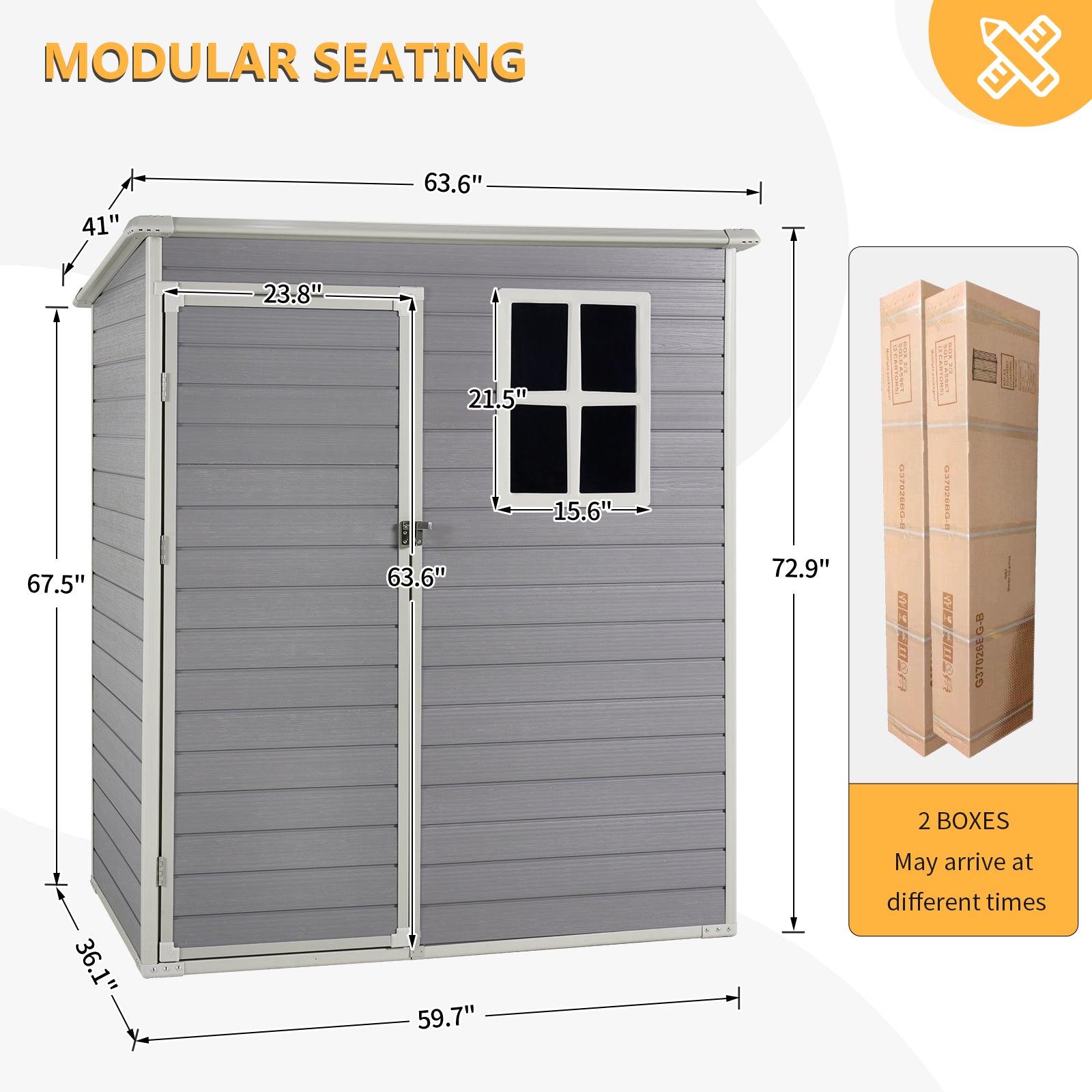 5' X 3' Resin Outdoor Shed with Base Frame, Plastic Shed with Window and Lockable Door, for Garden, Ptaio, Backyard, Gray