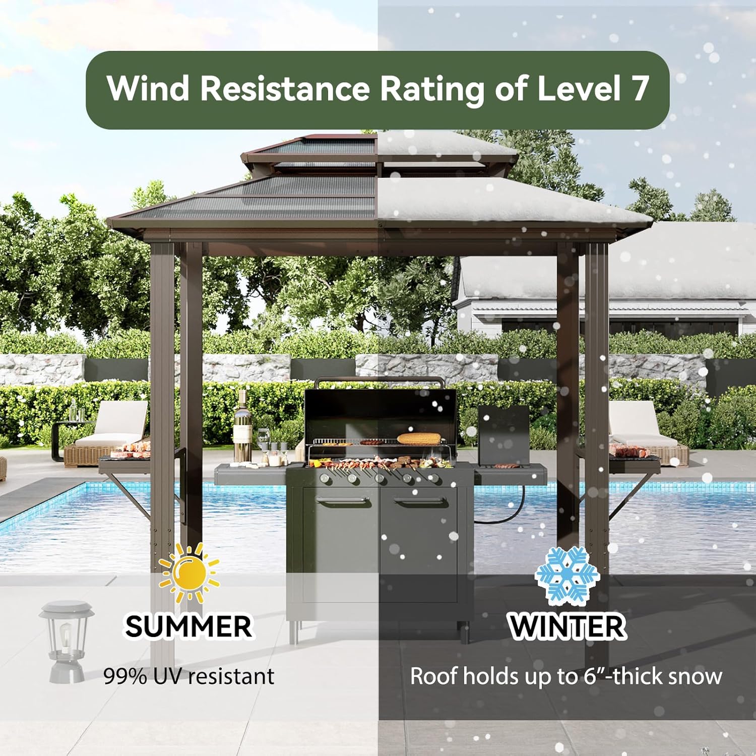 8' x 5' Grill Gazebo with Polycarbonate Double Top
