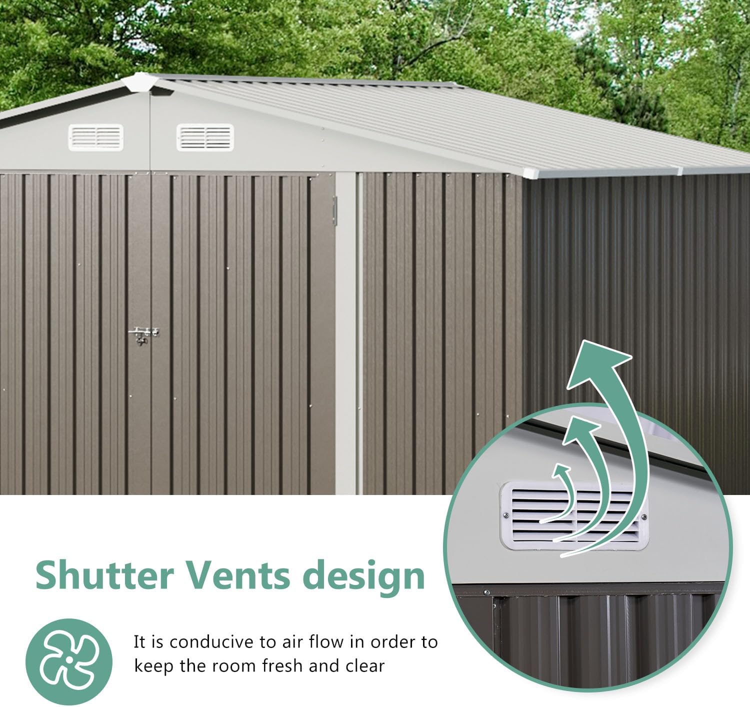 Metal Utility Shed House with Air Vent