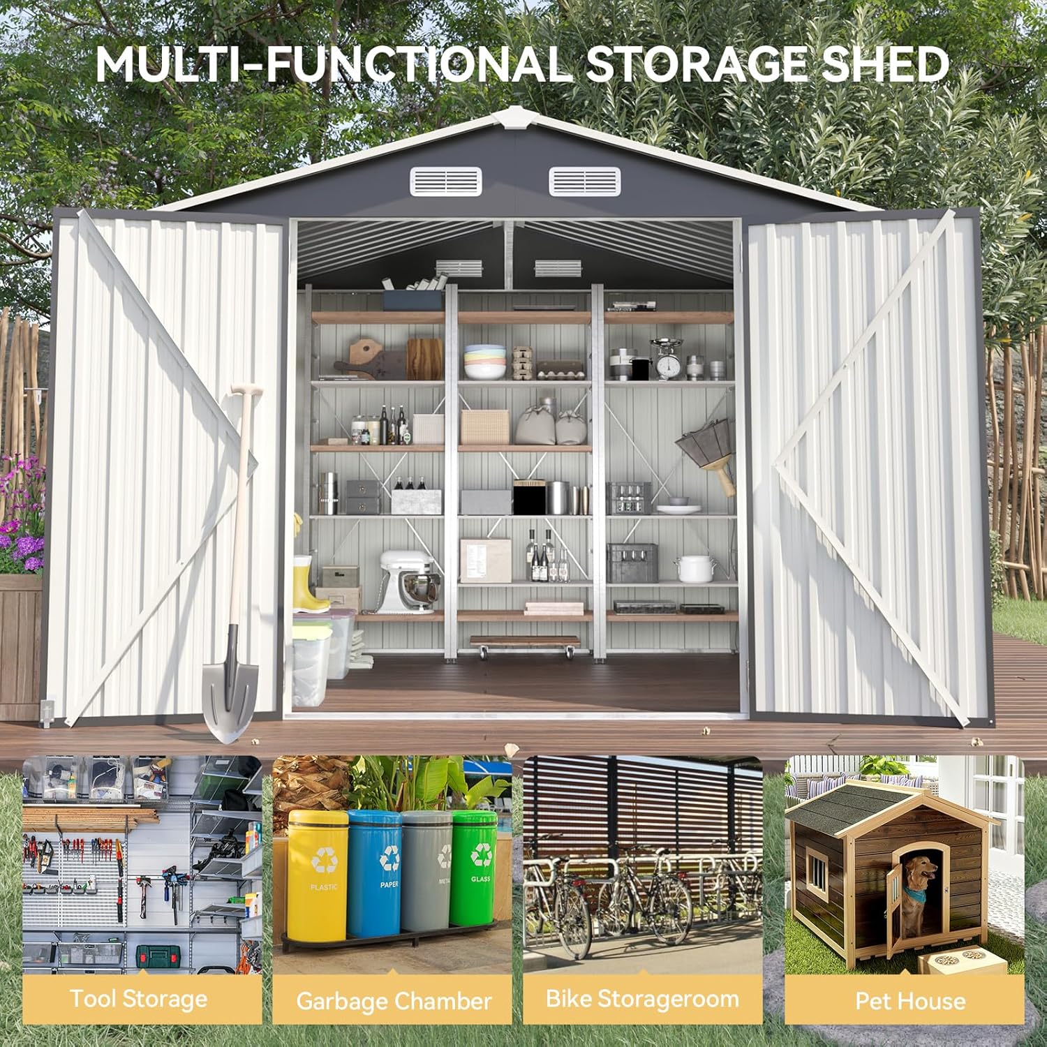 Metal Utility Shed House with Air Vent